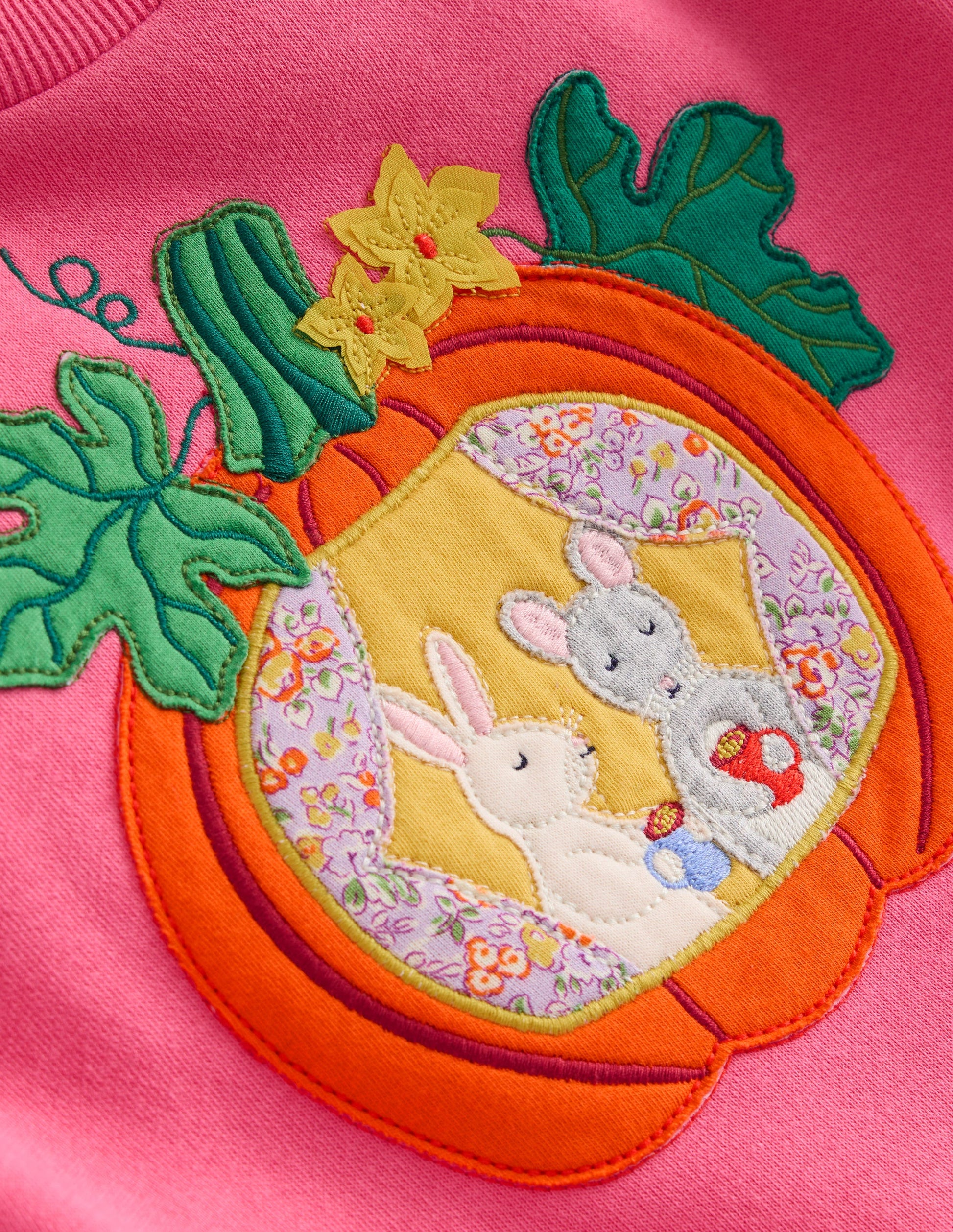 Appliqué Sweatshirt-Rose Petal Pink Pumpkin House-3