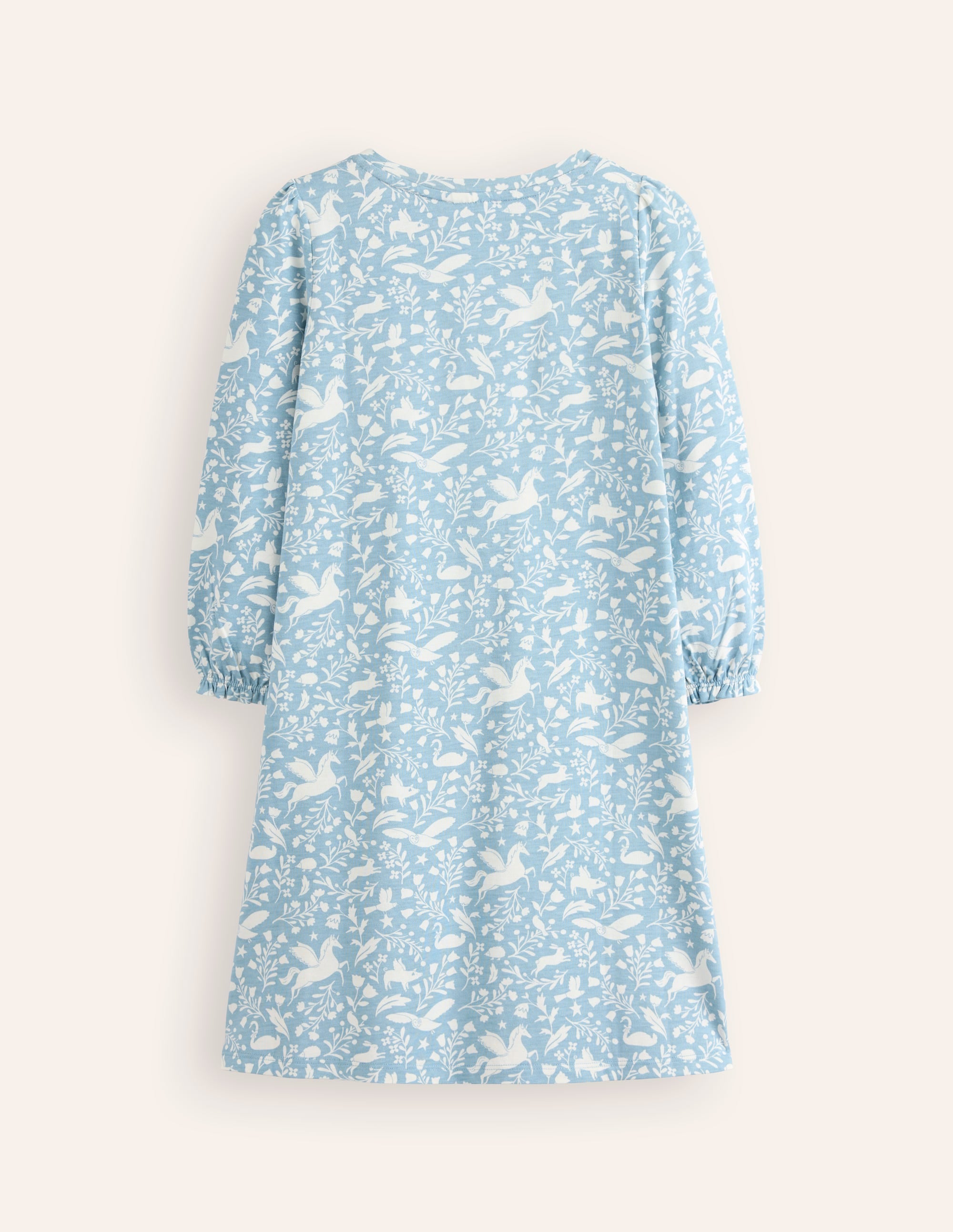 Printed Long-sleeved Nightie-Blue Unicorns - Image 2