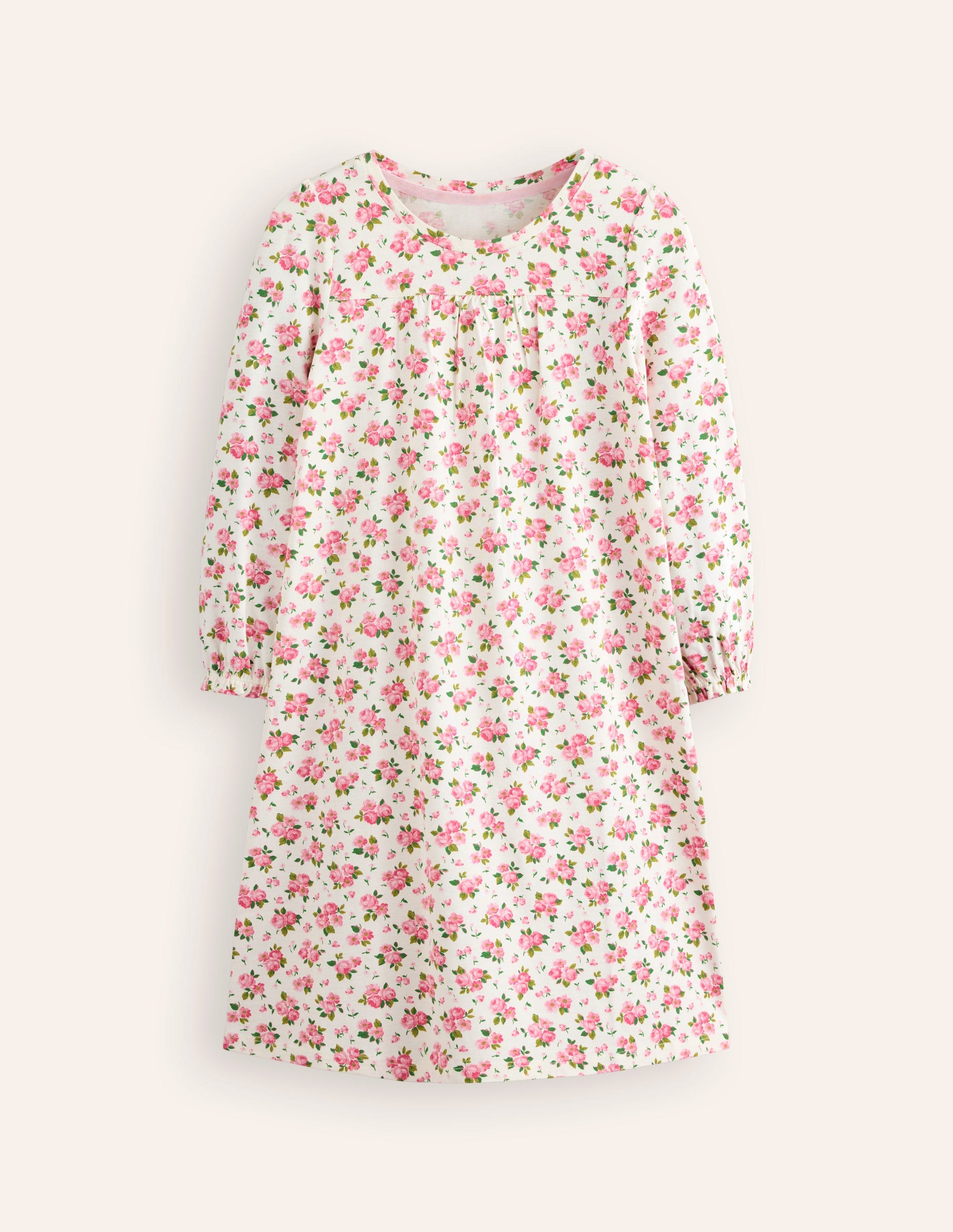 Printed Long-sleeved Nightie-Ivory Bouquet-1