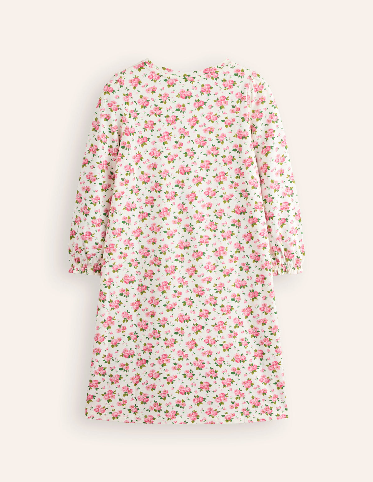 Printed Long-sleeved Nightie-Ivory Bouquet - Image 2