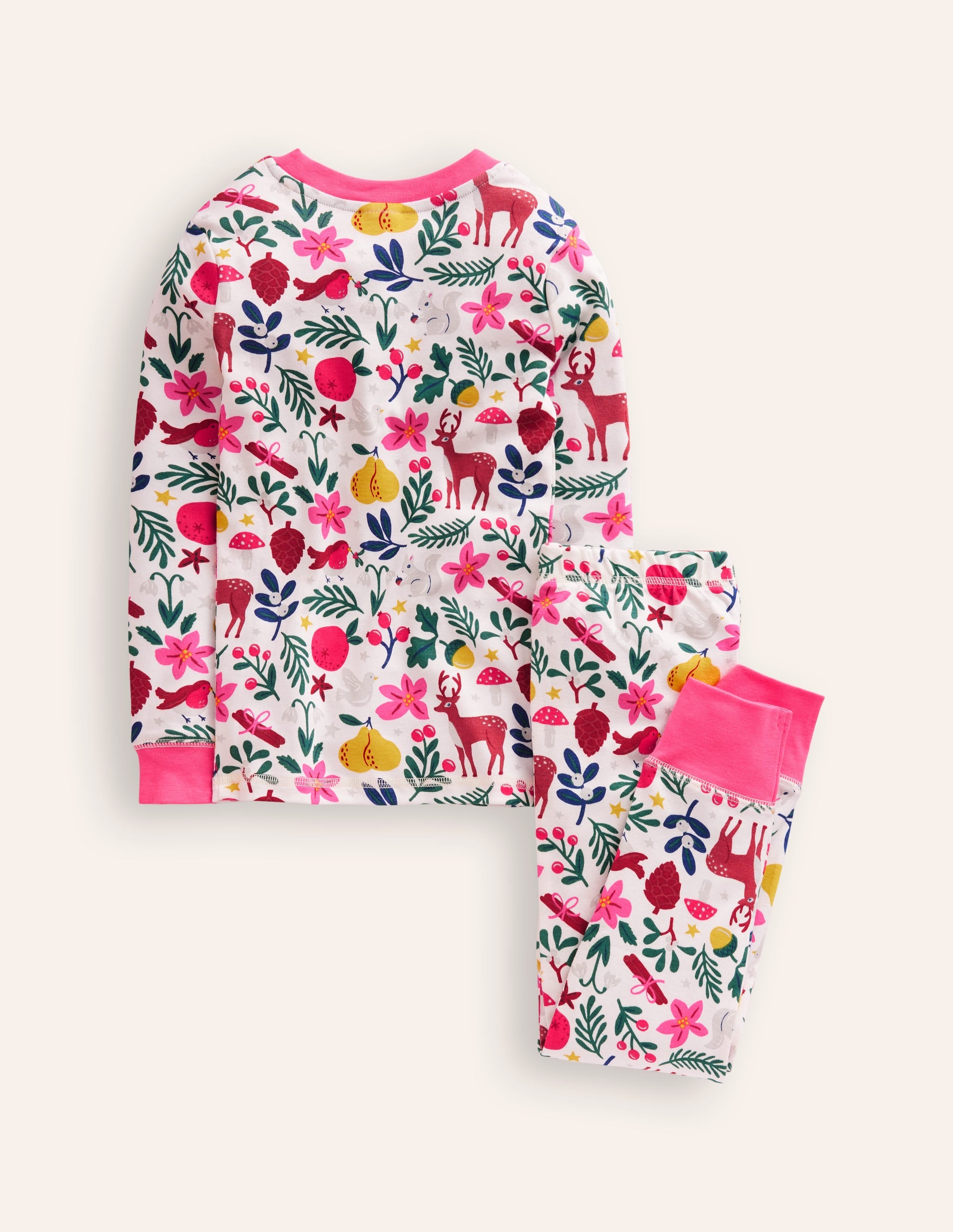 Snug Long John Pyjamas-Ivory Festive - Image 2