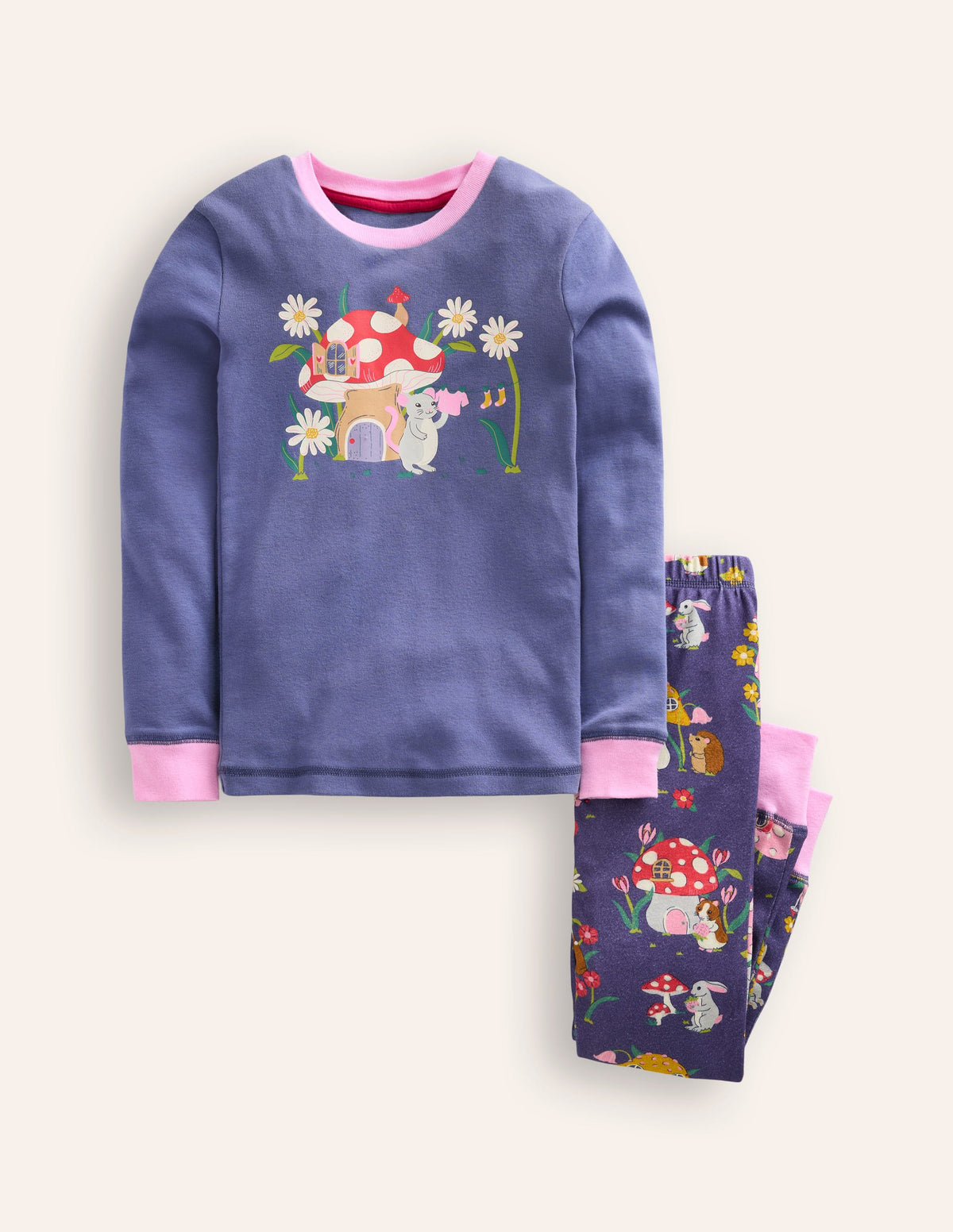 Snug Long John Pyjamas-Vintage Blue Toadstool - Image 1