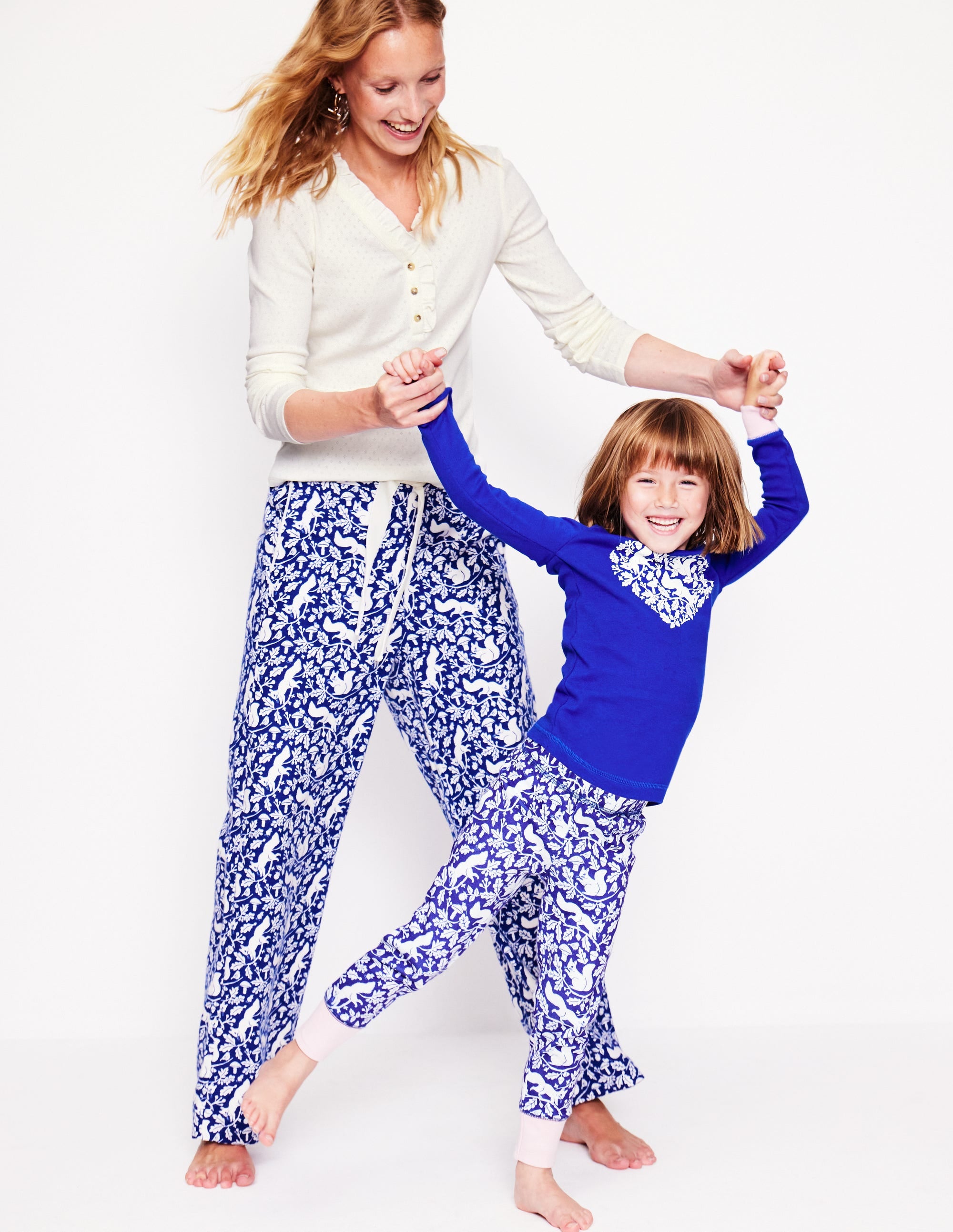 Snug Long John Pyjamas-Sapphire Blue Squirrel - Image 5