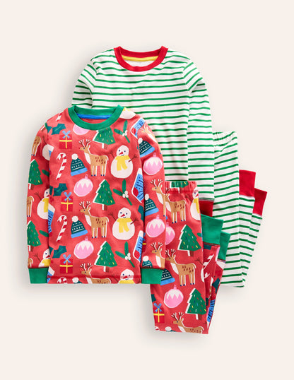Twin Pack Snug Pyjamas-Jam Red Christmas-5