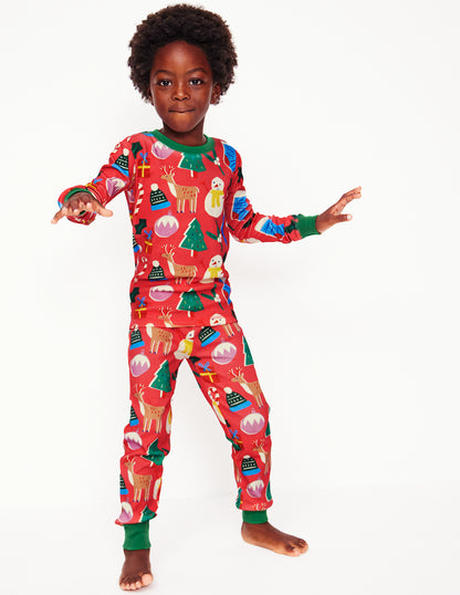 Twin Pack Snug Pyjamas-Jam Red Christmas-1