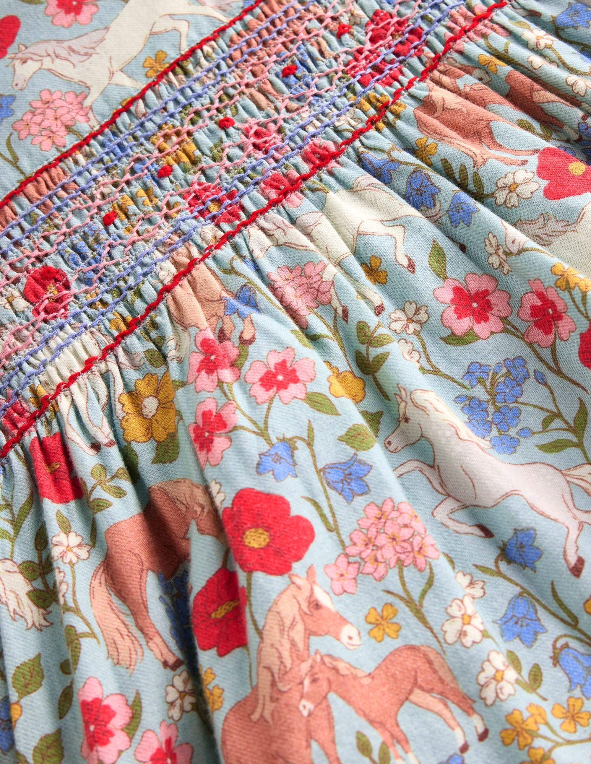 Bess Cosy Smocked Dress-Blue Frost Pony Floral - Image 6