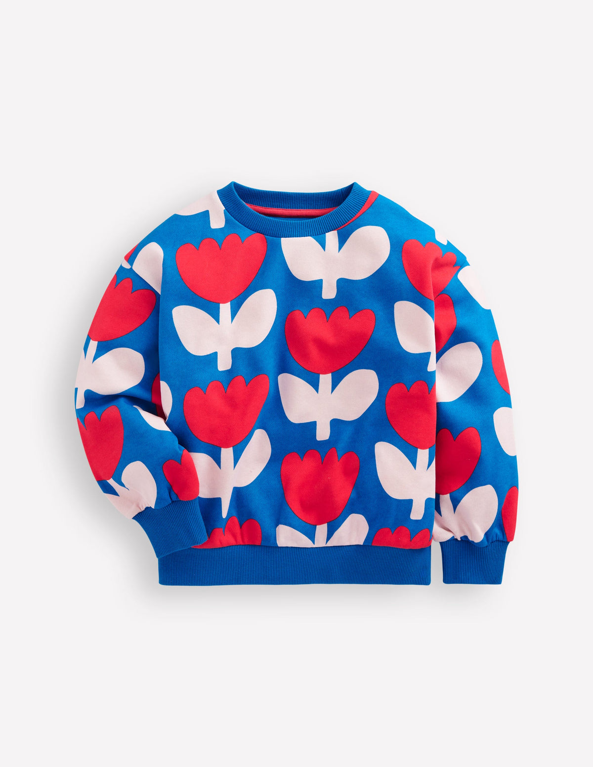 Printed Relaxed Sweatshirt-Kingfisher Blue Bold Floral-2