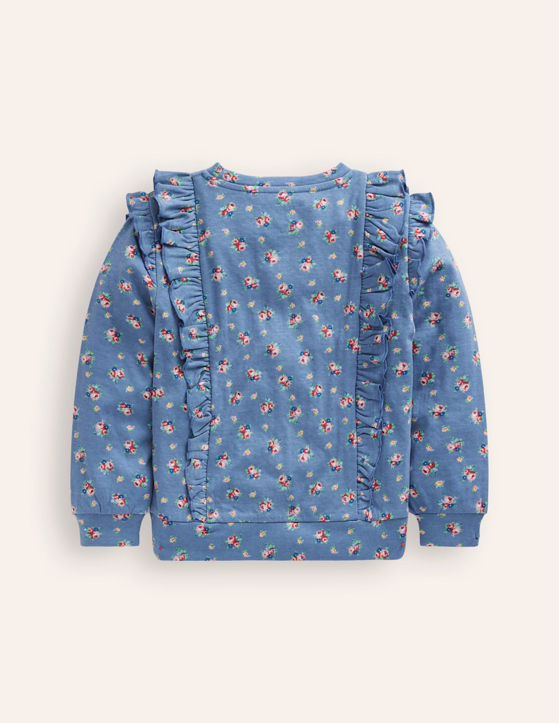 Frill Printed Sweatshirt-Bluejay Floral Bouquet-2
