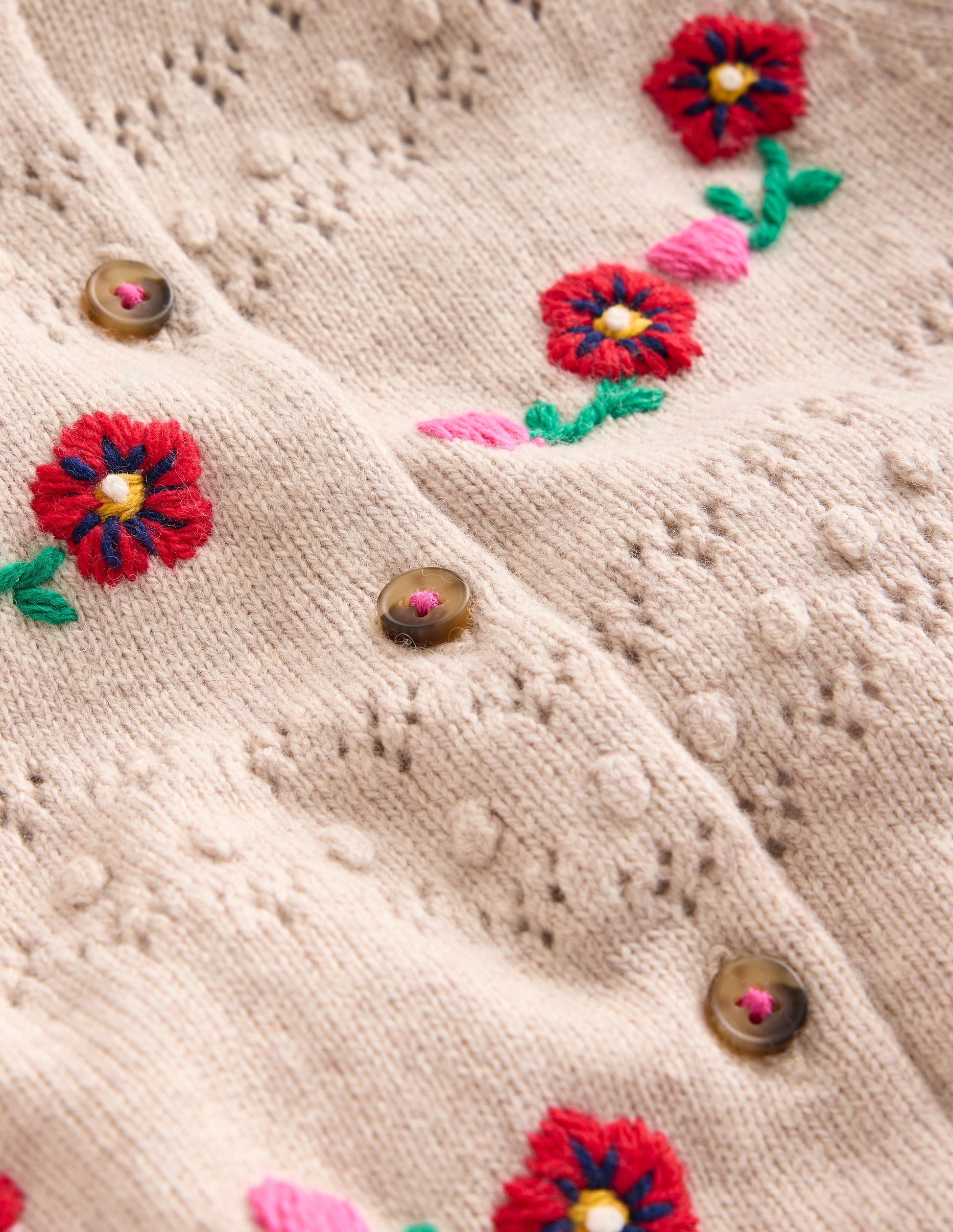 Faye Embroidered Cardigan-Ecru Marl-4