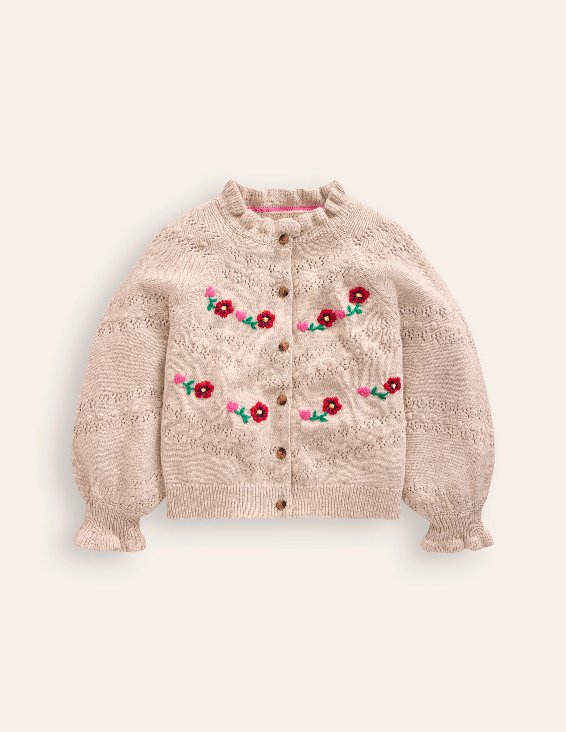 Faye Embroidered Cardigan-Ecru Marl-2