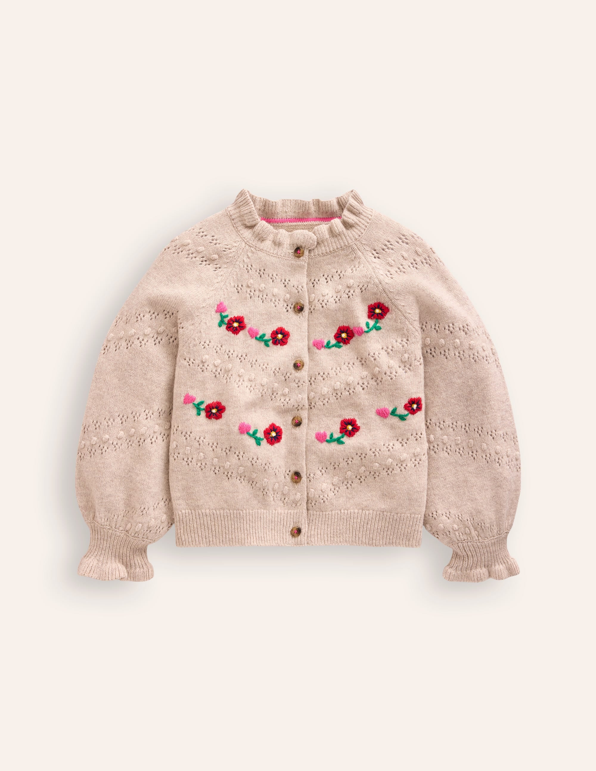 Faye Embroidered Cardigan-Ecru Marl - Image 2
