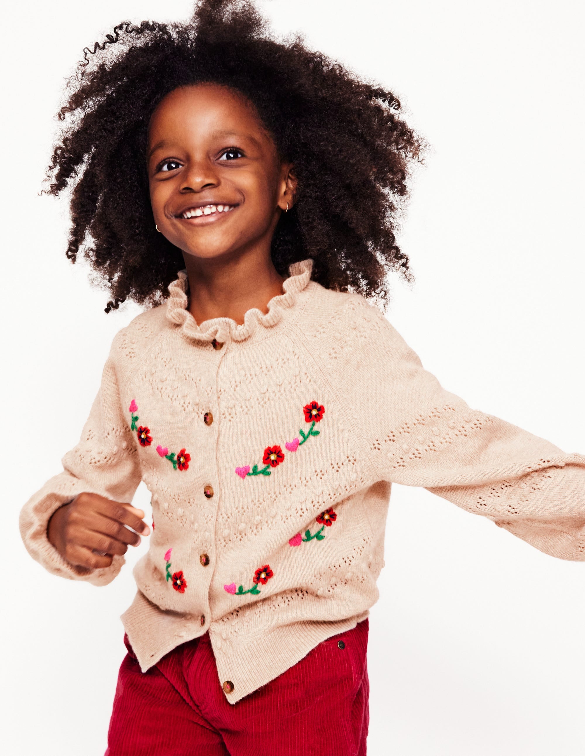 Faye Embroidered Cardigan-Ecru Marl - Image 6