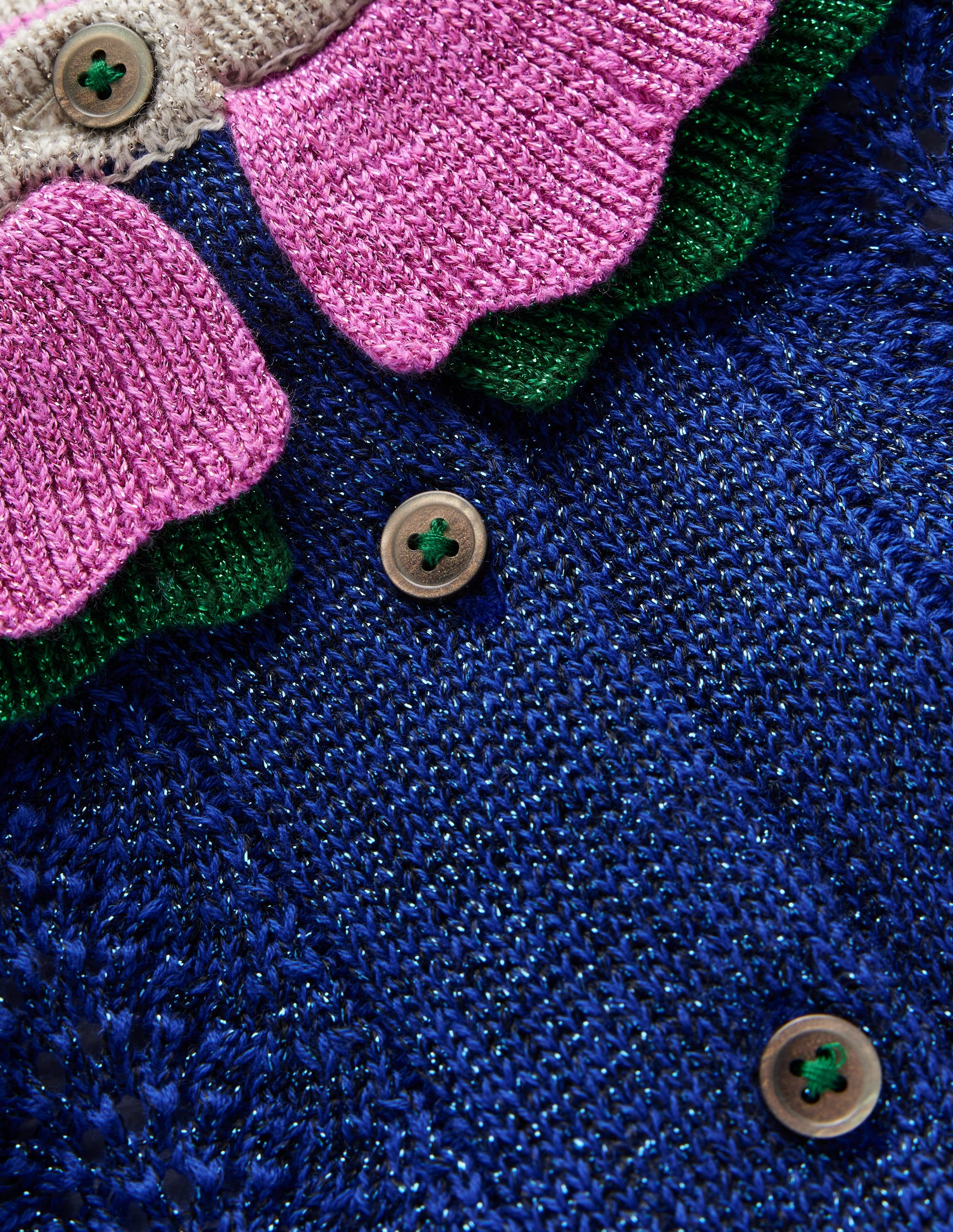 Frill Sparkle Cardigan-Navy Multi Sparkle - Image 3