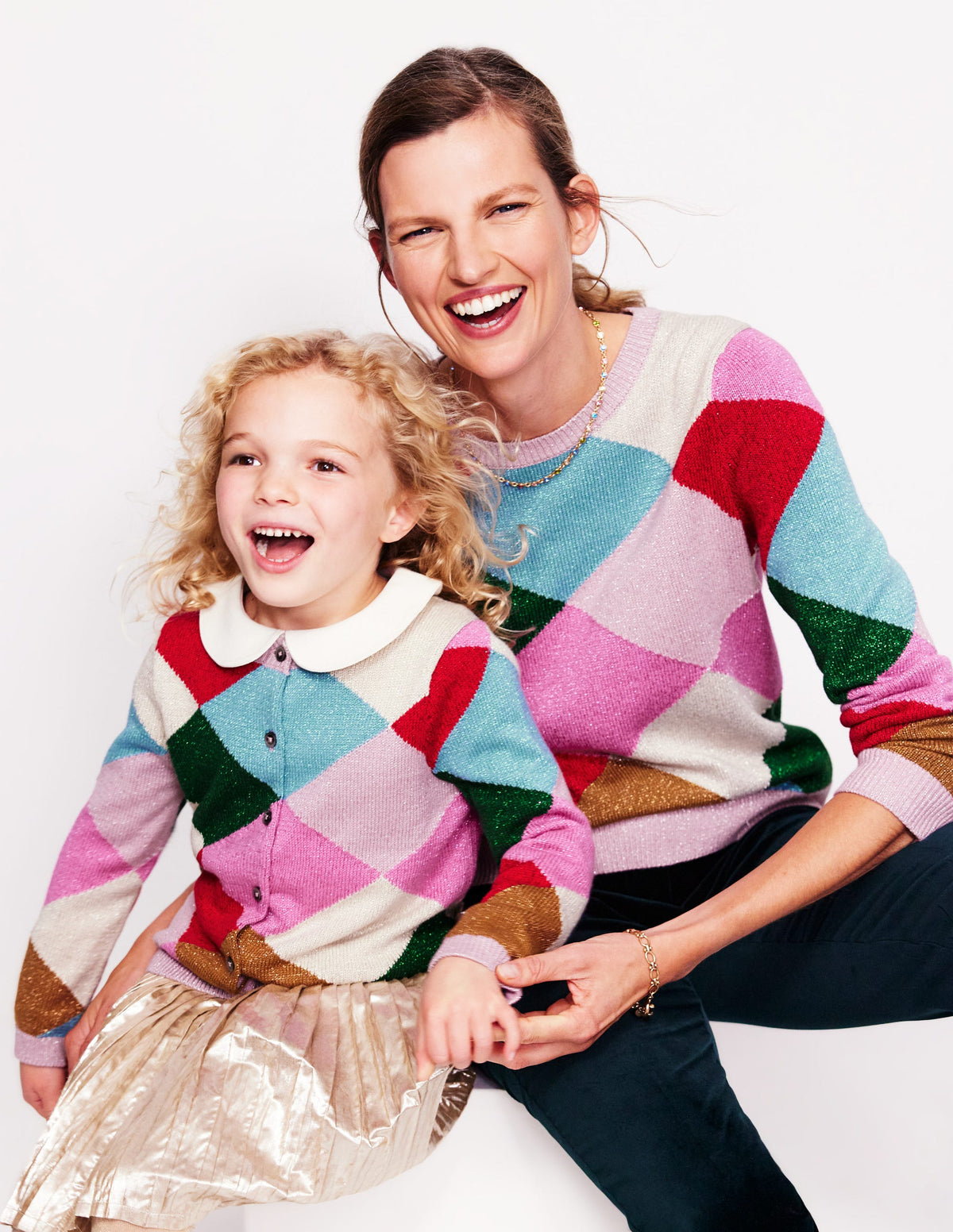 Sparkle Cardigan-Rainbow Argyle - Image 5