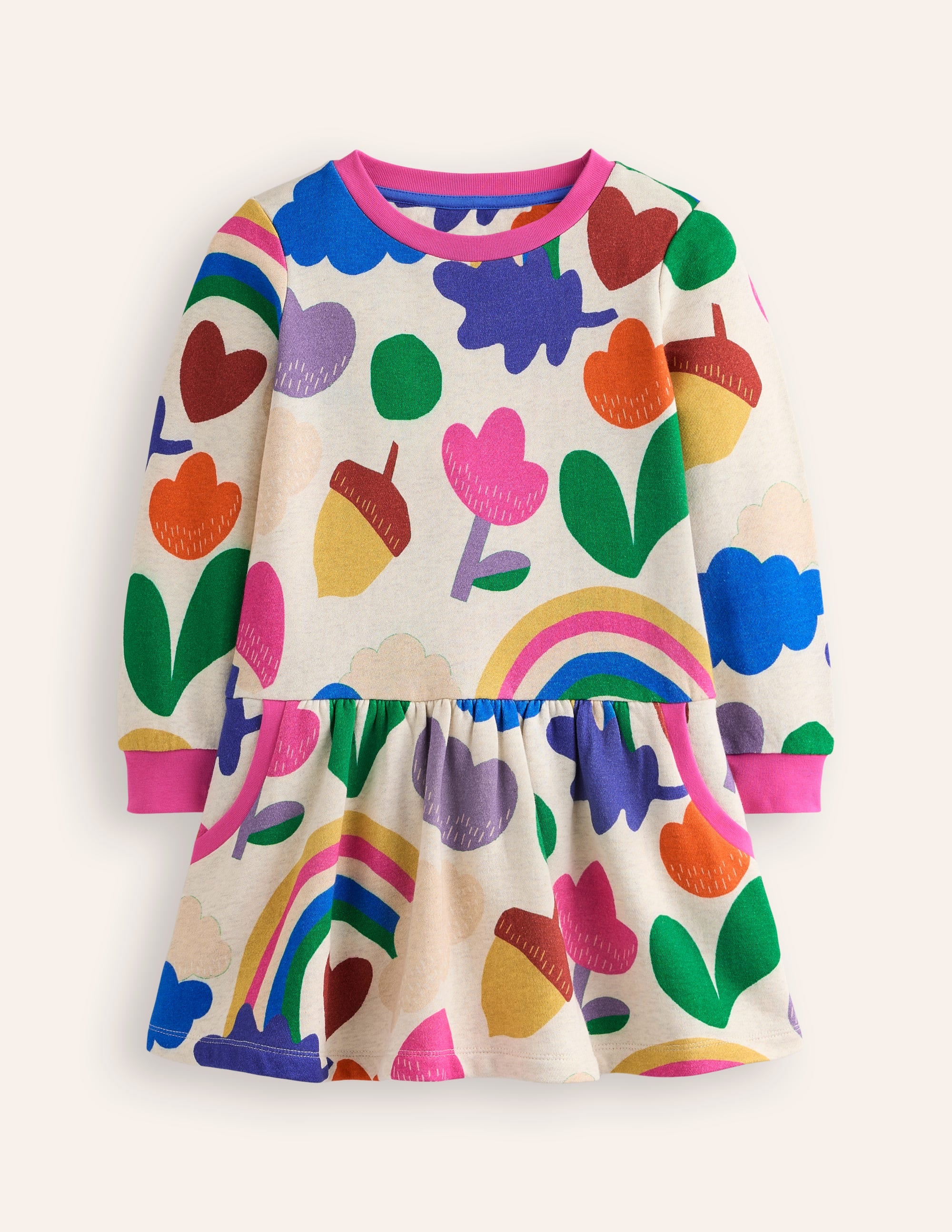 Cosy Printed Sweatshirt Dress-Multi Rainbow Collage - Image 1