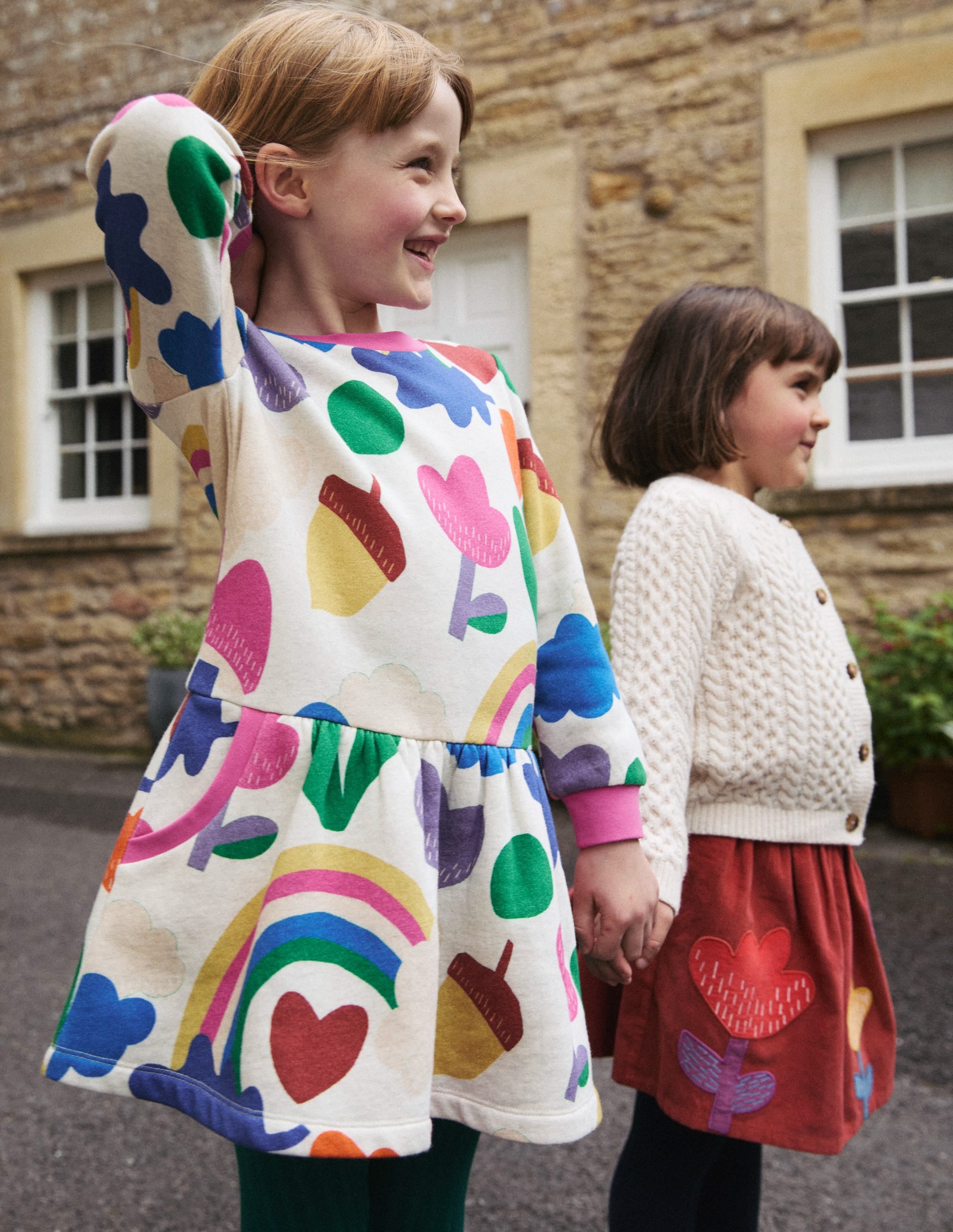 Cosy Printed Sweatshirt Dress-Multi Rainbow Collage - Image 4