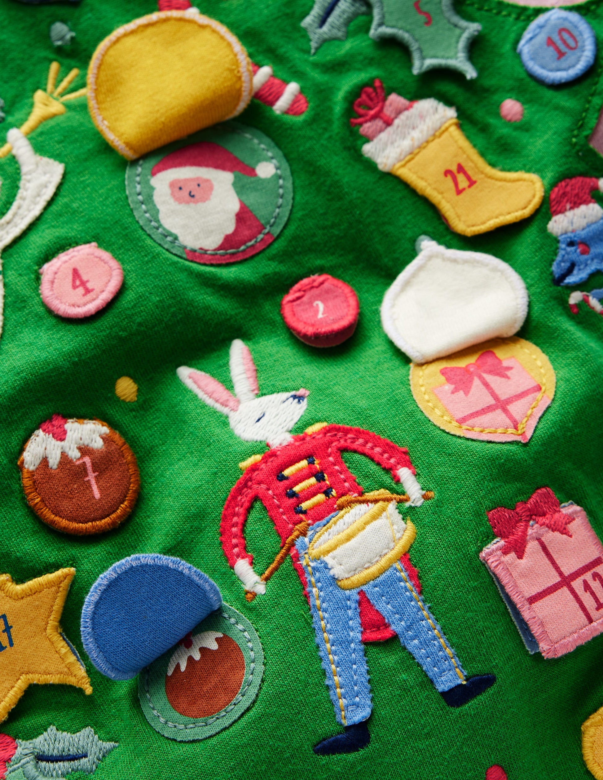 Advent Calendar Appliqué Dress-Vintage Pink Christmas Tree-3