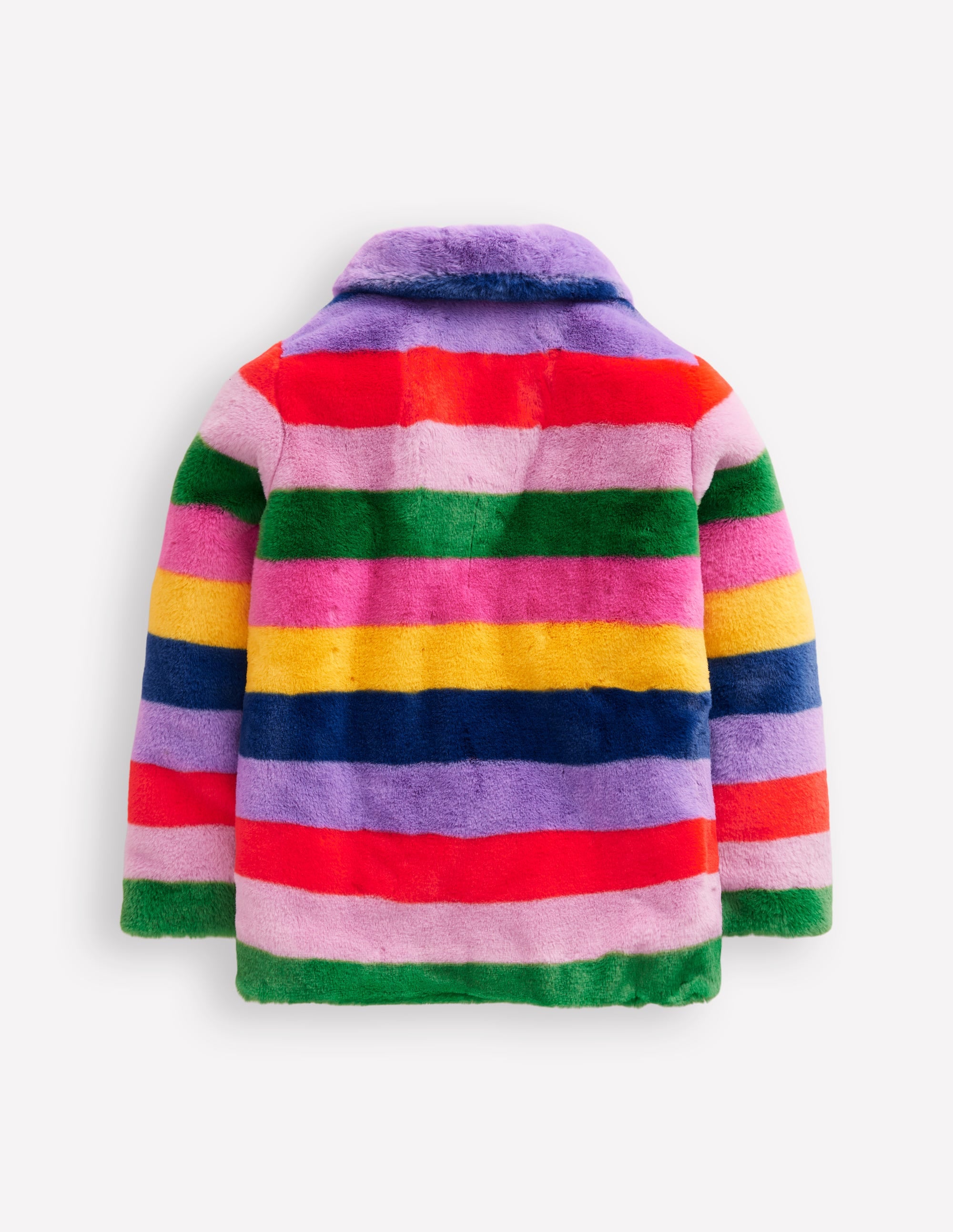 Fun Faux Fur Coat-Rainbow Fur Stripe - Image 2