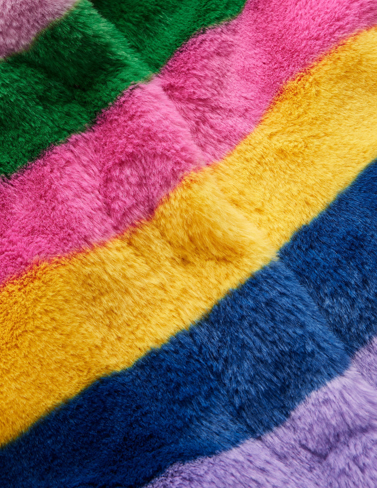Fun Faux Fur Coat-Rainbow Fur Stripe - Image 3