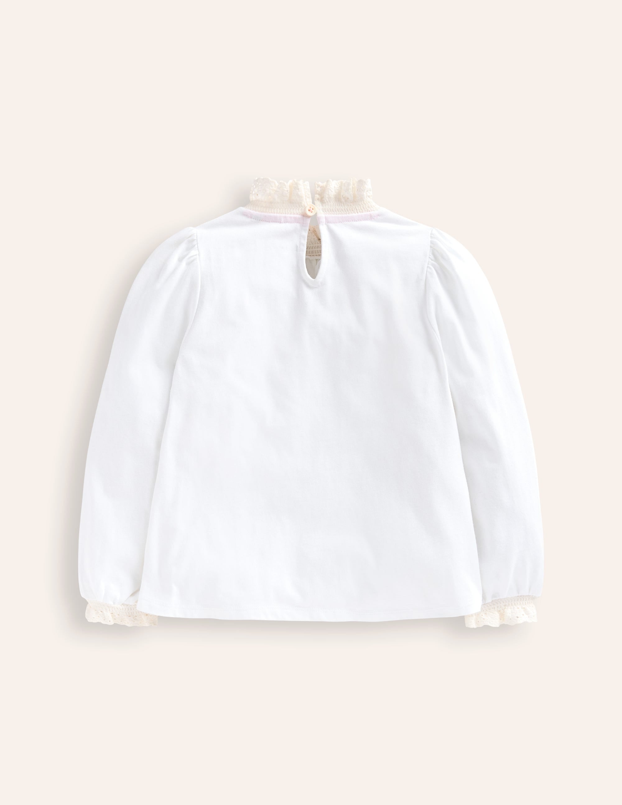 Lace Neck Jersey Blouse-Ivory - Image 2