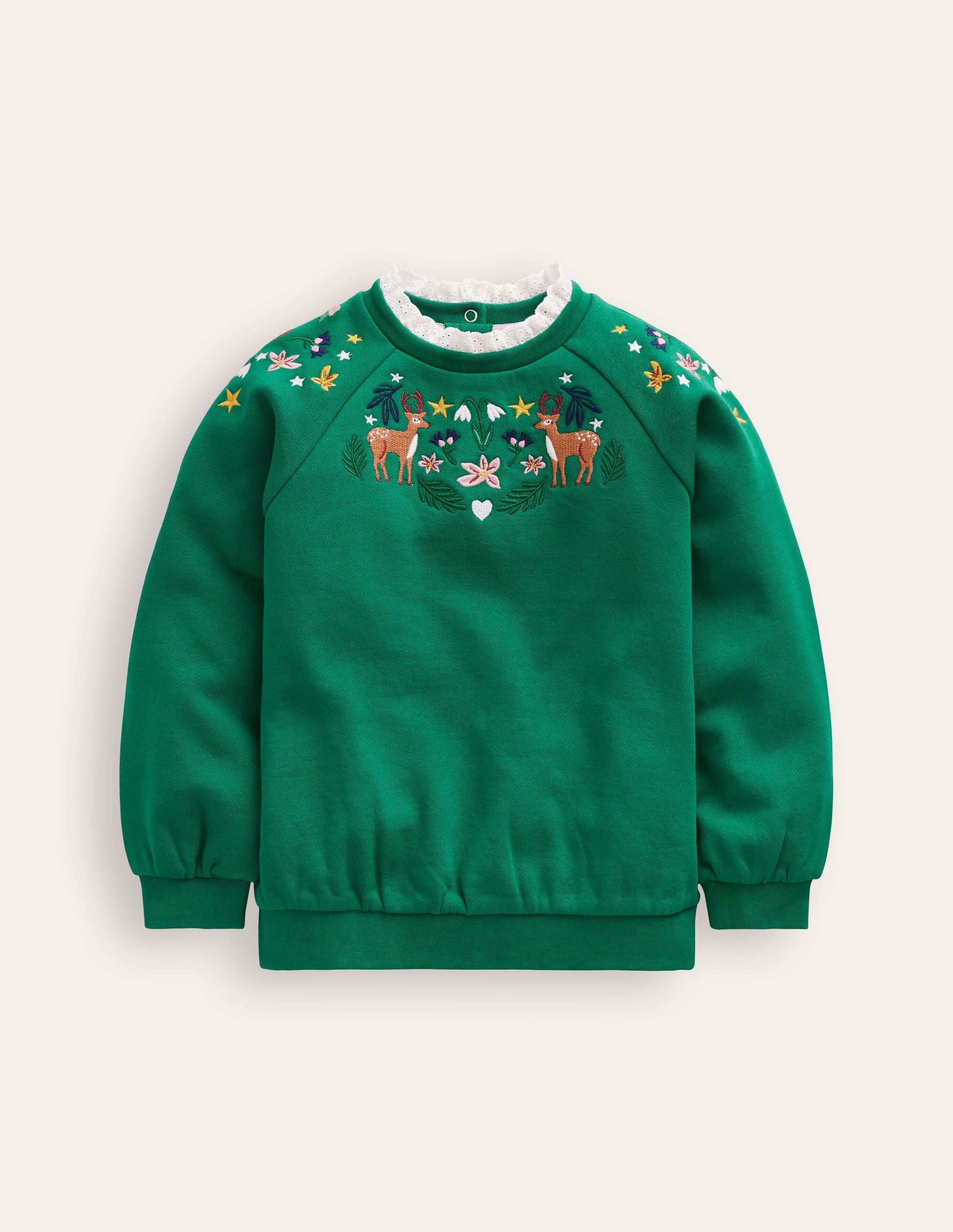 Embroidered Sweat-Jewel Green - Image 1