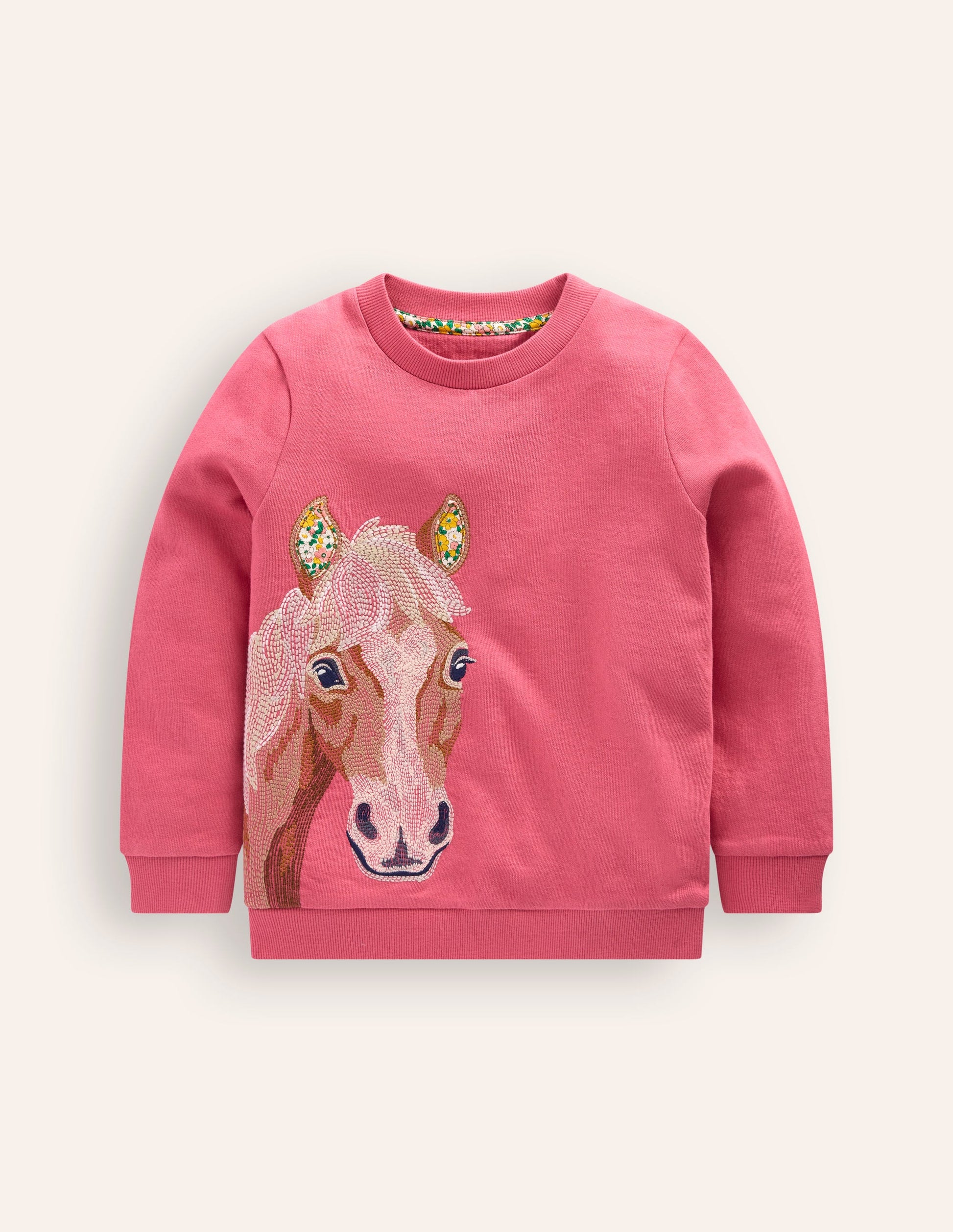 Superstitch Sweatshirt-Rose Pink Horse-1