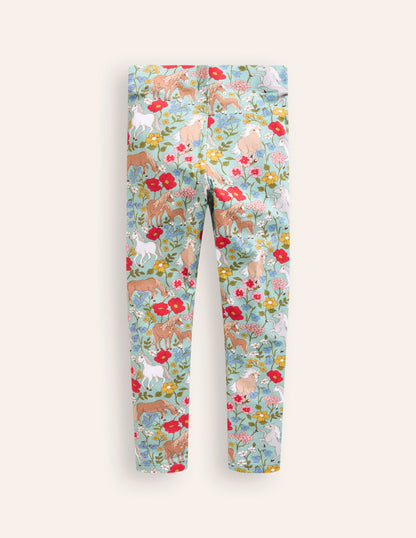Fun Cosy Leggings-Blue Pony Floral-2