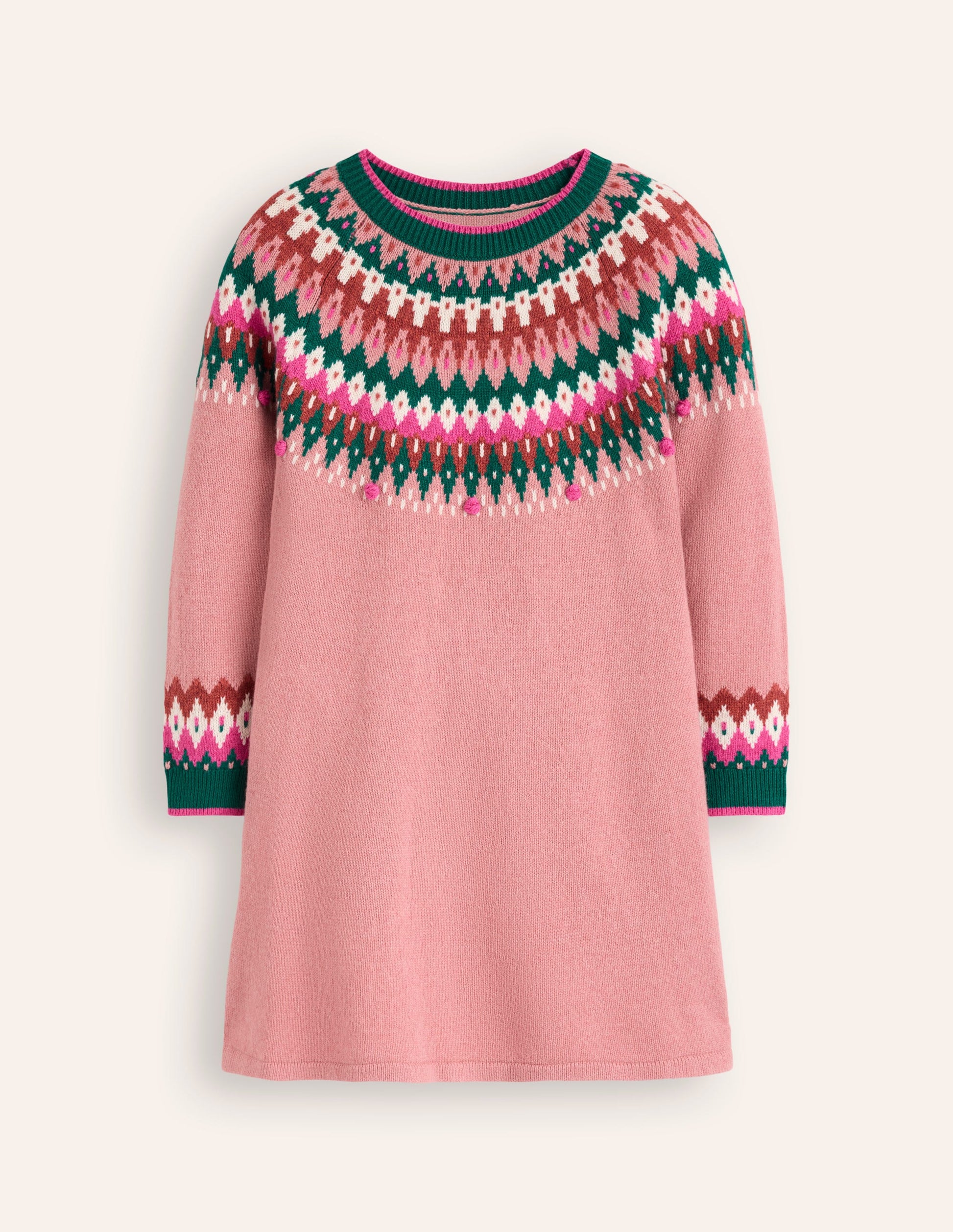 Minnie Fair Isle Jumper Dress-Vintage Pink Marl-4