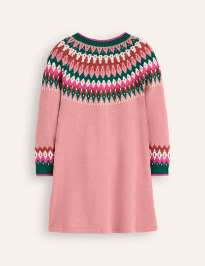 Minnie Fair Isle Jumper Dress-Vintage Pink Marl-5