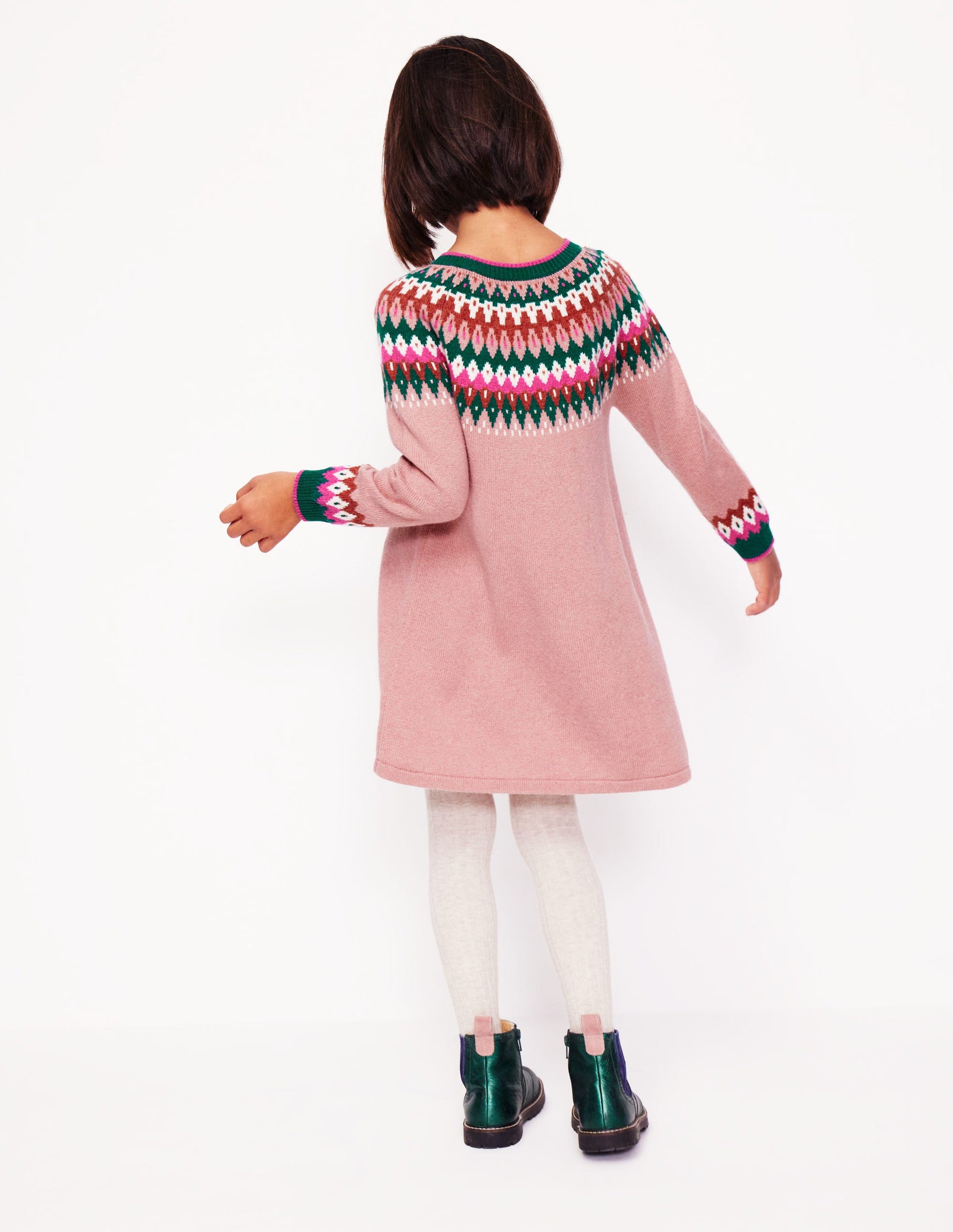 Minnie Fair Isle Jumper Dress-Vintage Pink Marl-3