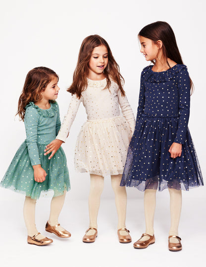 Rose Twirly Tulle Dress-Eucalyptus Gold Stars-4