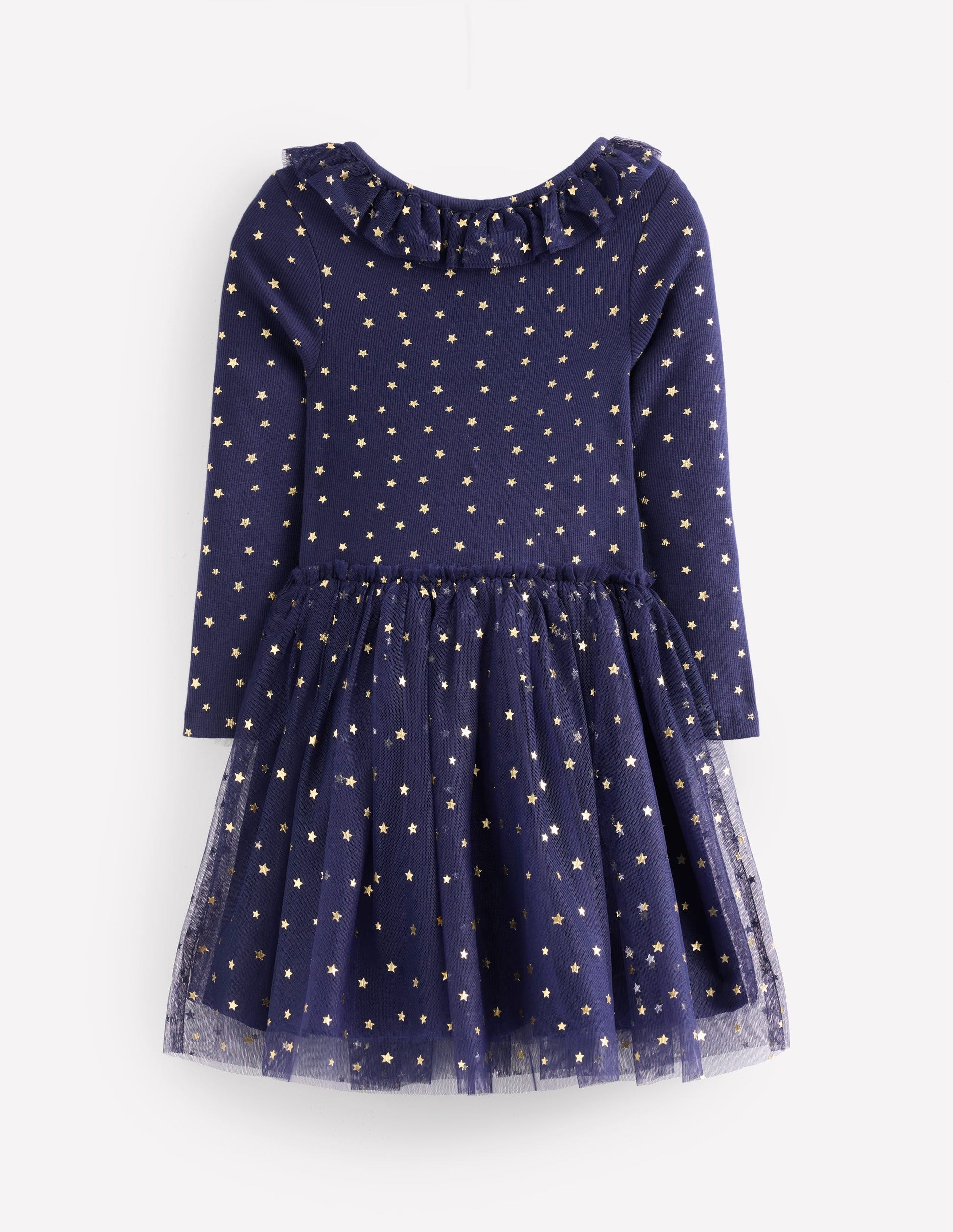 Rose Twirly Tulle Dress-College Navy Gold Stars-2