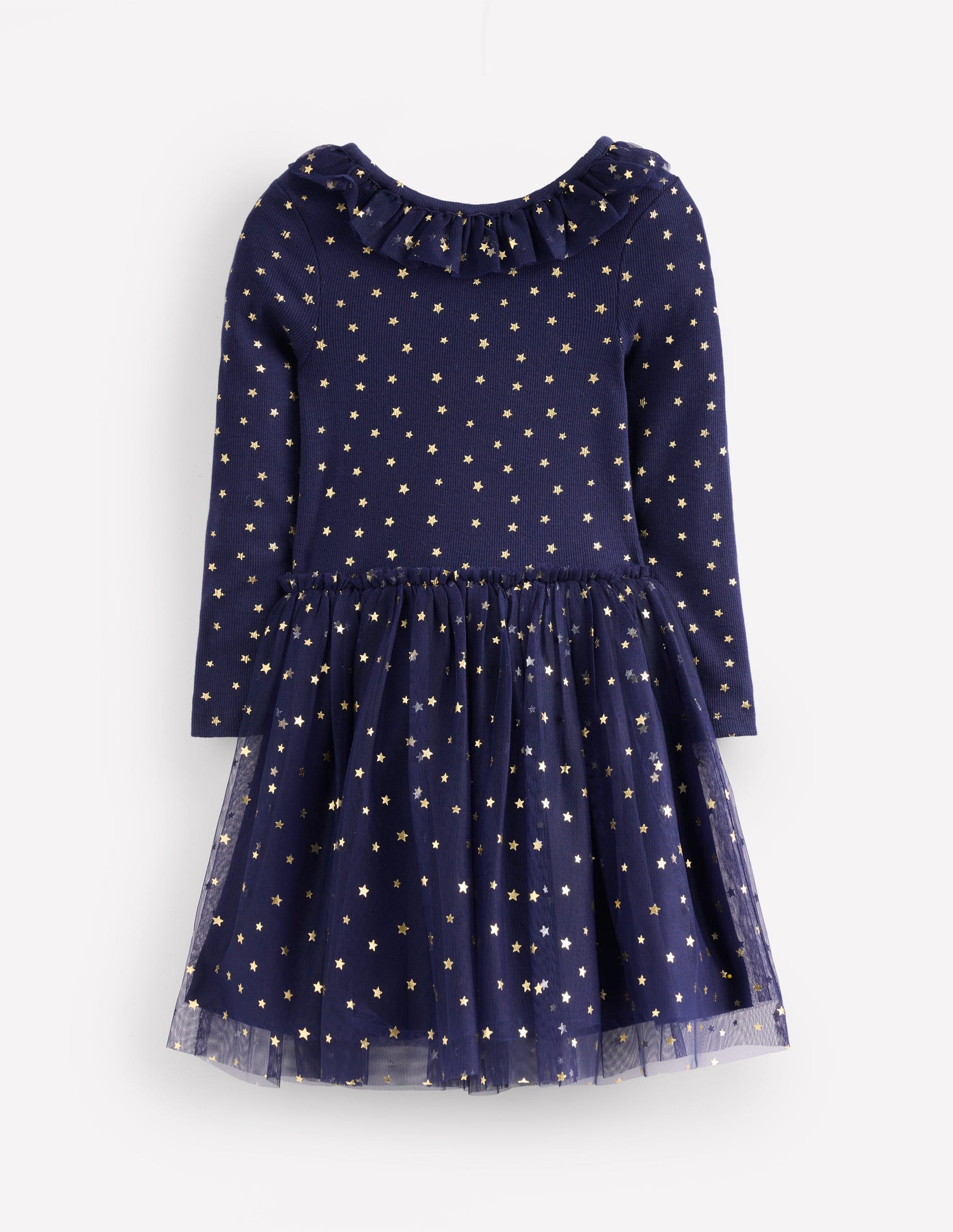 Rose Twirly Tulle Dress-College Navy Gold Stars-1