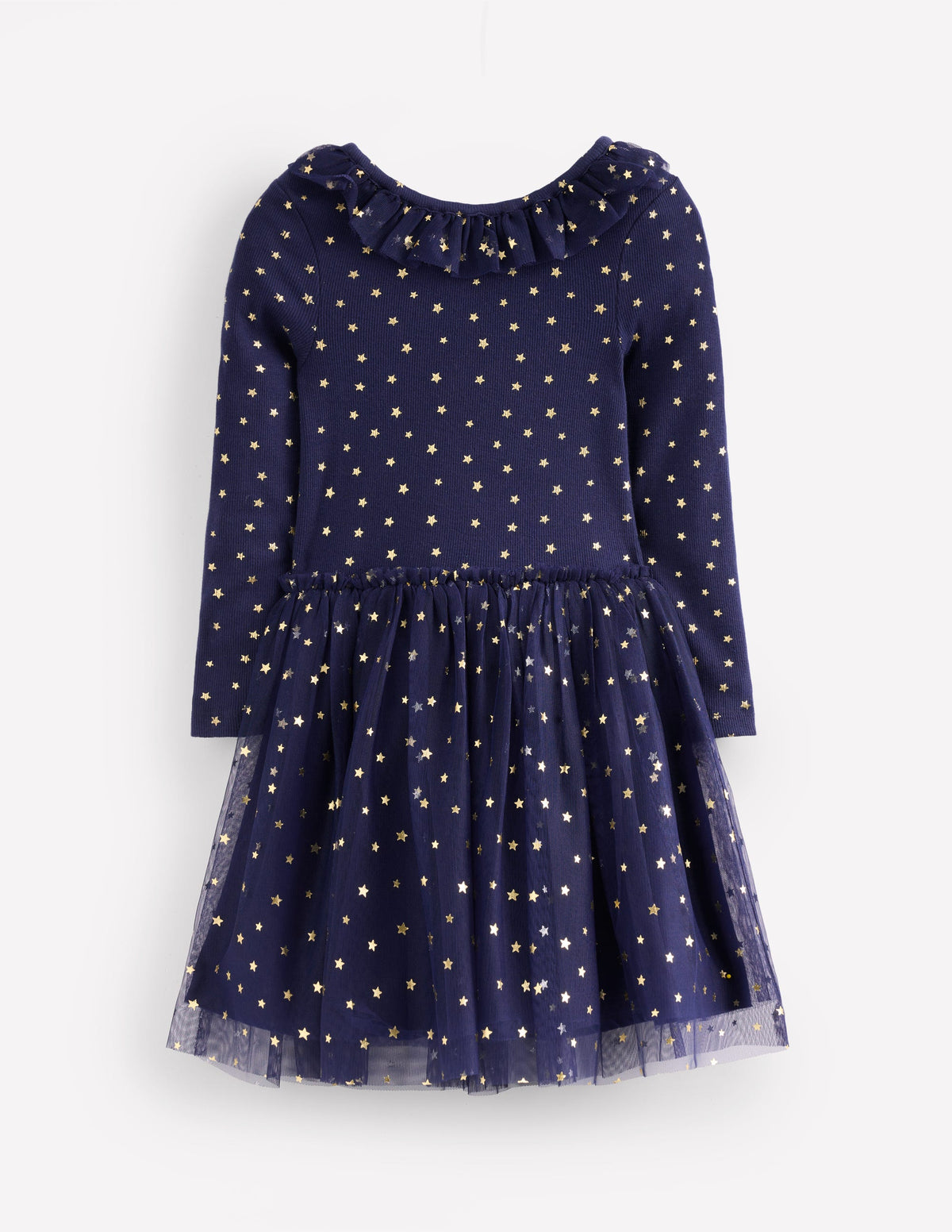 Rose Twirly Tulle Dress-College Navy Gold Stars - Image 1
