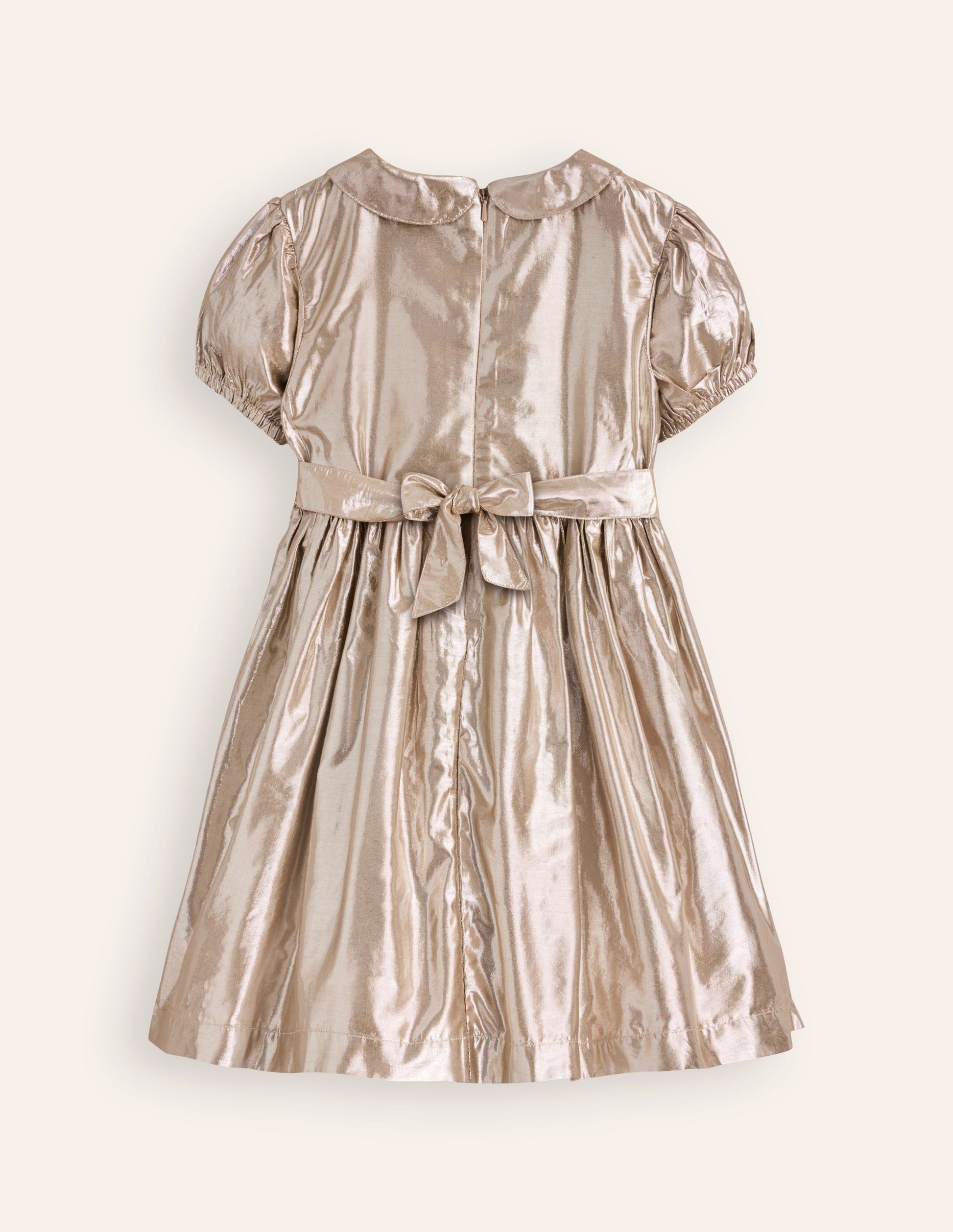 Metallic Smocked Party Dress-Gold-2
