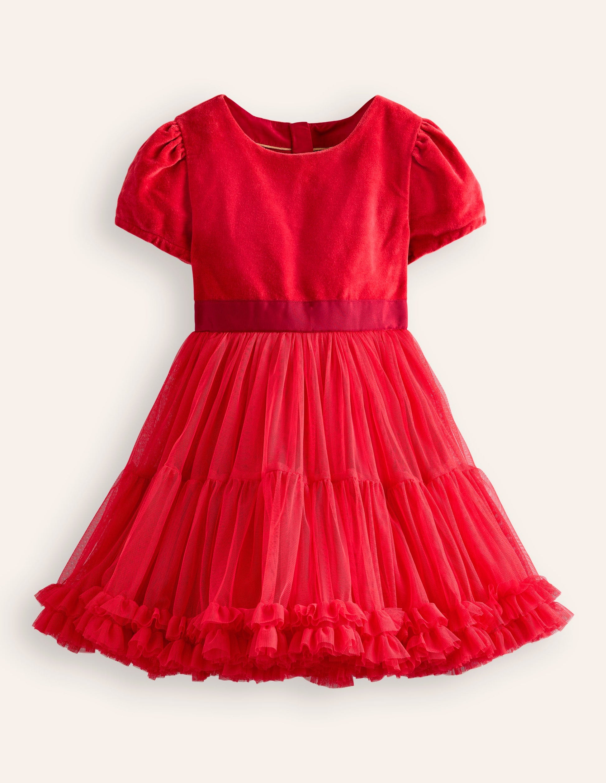 Beth Velvet Bodice Tulle Dress-Poppy Red-1