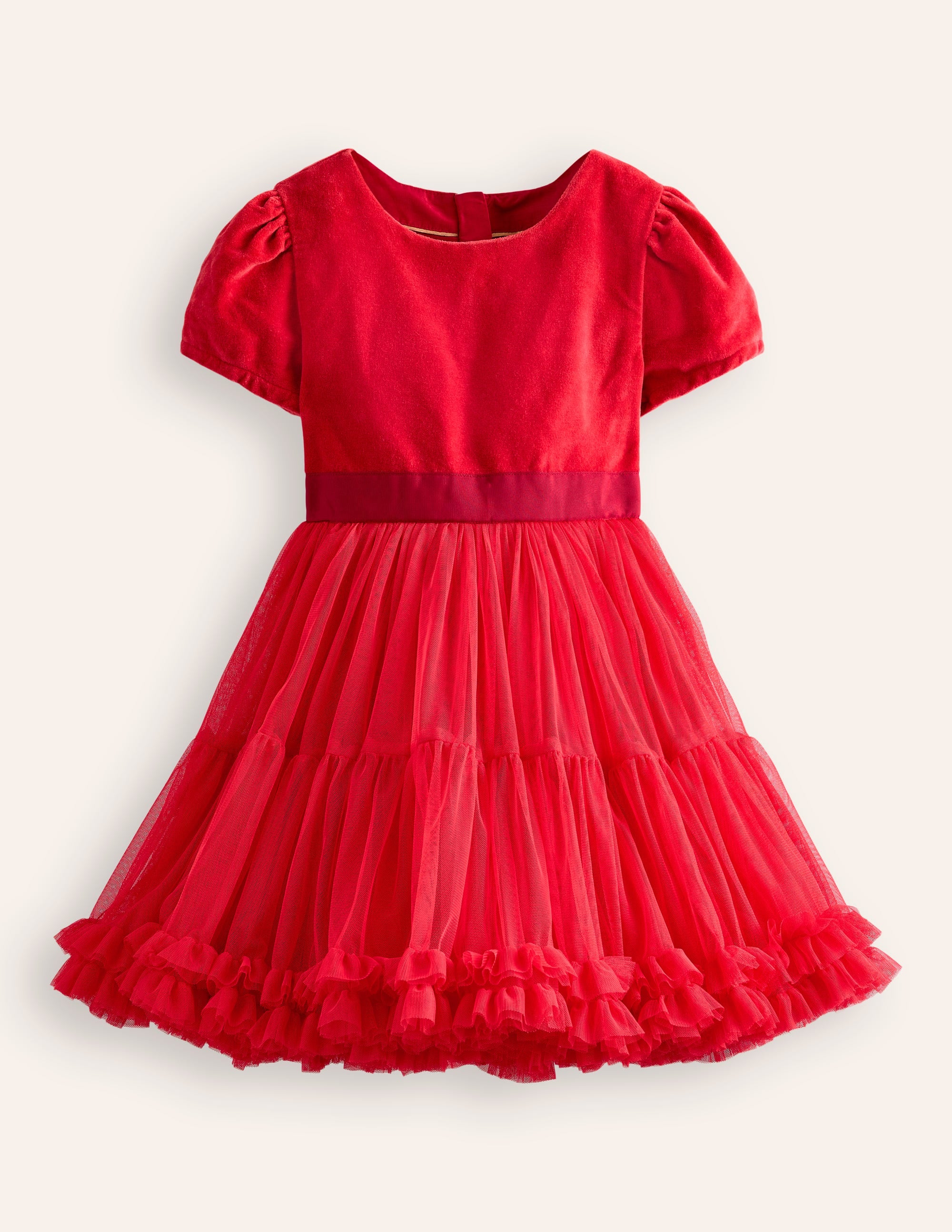 Beth Velvet Bodice Tulle Dress-Poppy Red - Image 1