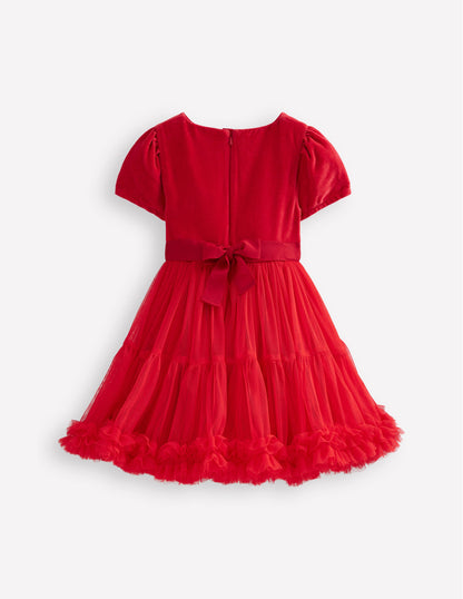 Beth Velvet Bodice Tulle Dress-Poppy Red-2