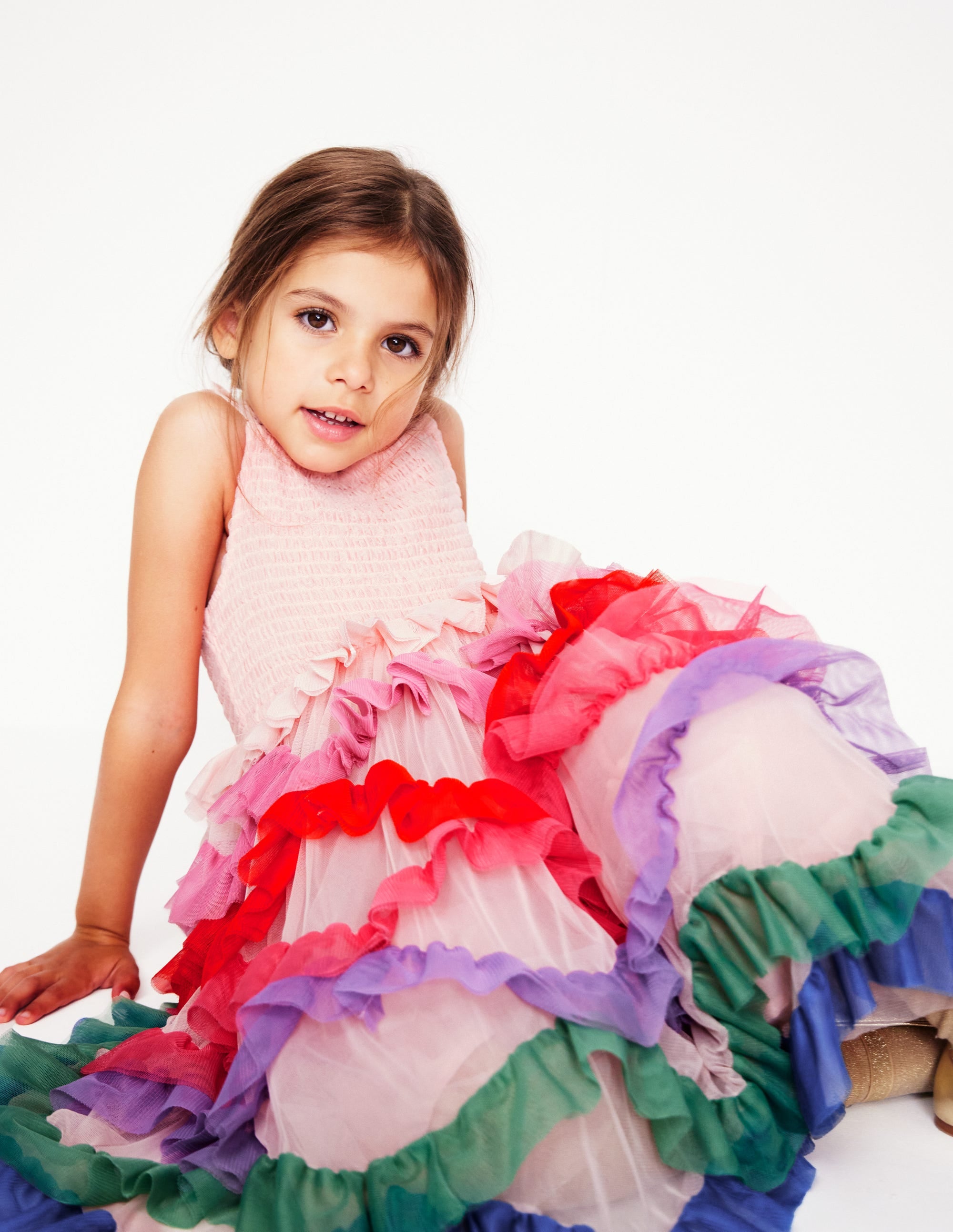 Maude Ruffle Tulle Dress-Multi Rainbow - Image 1