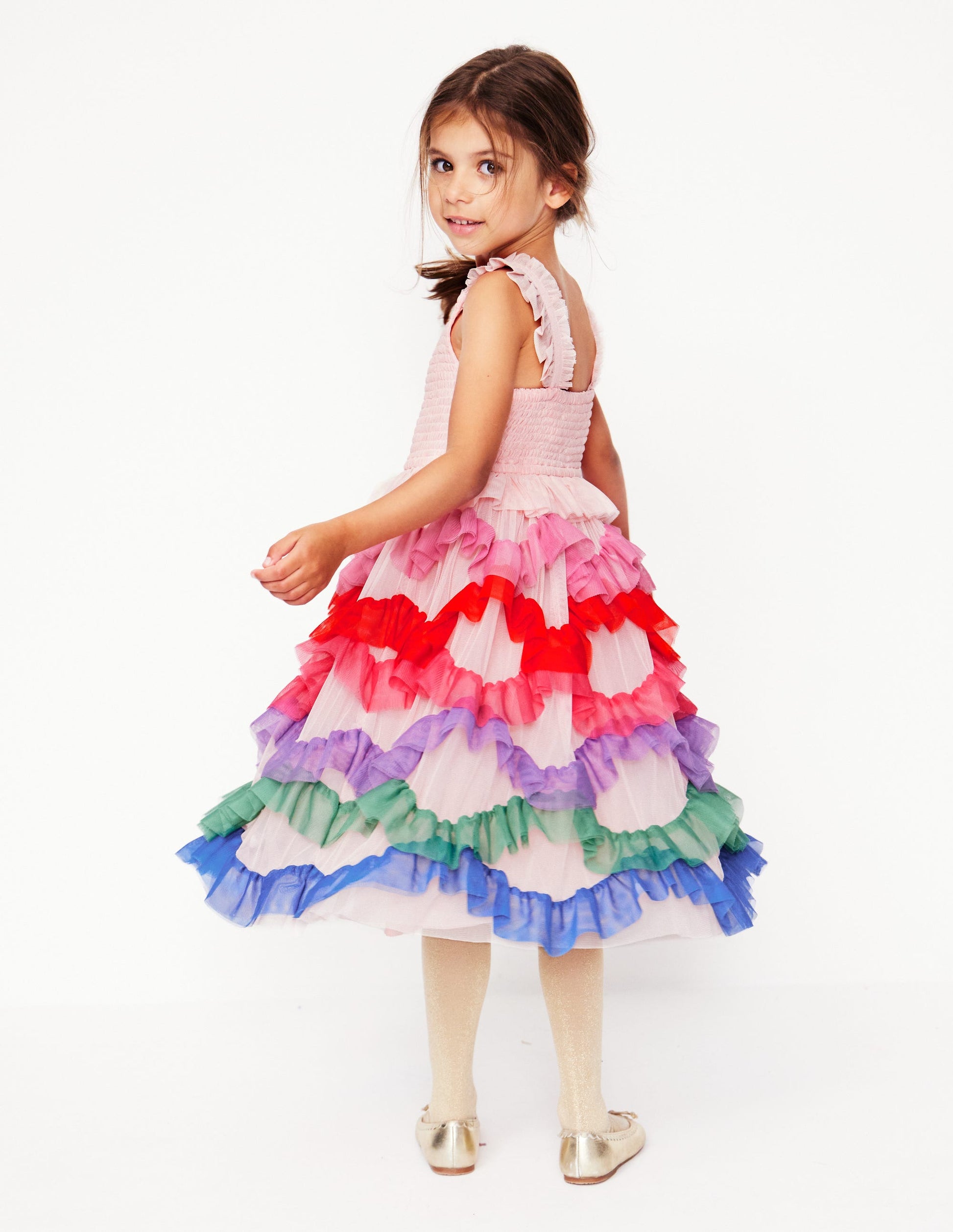 Maude Ruffle Tulle Dress-Multi Rainbow-2