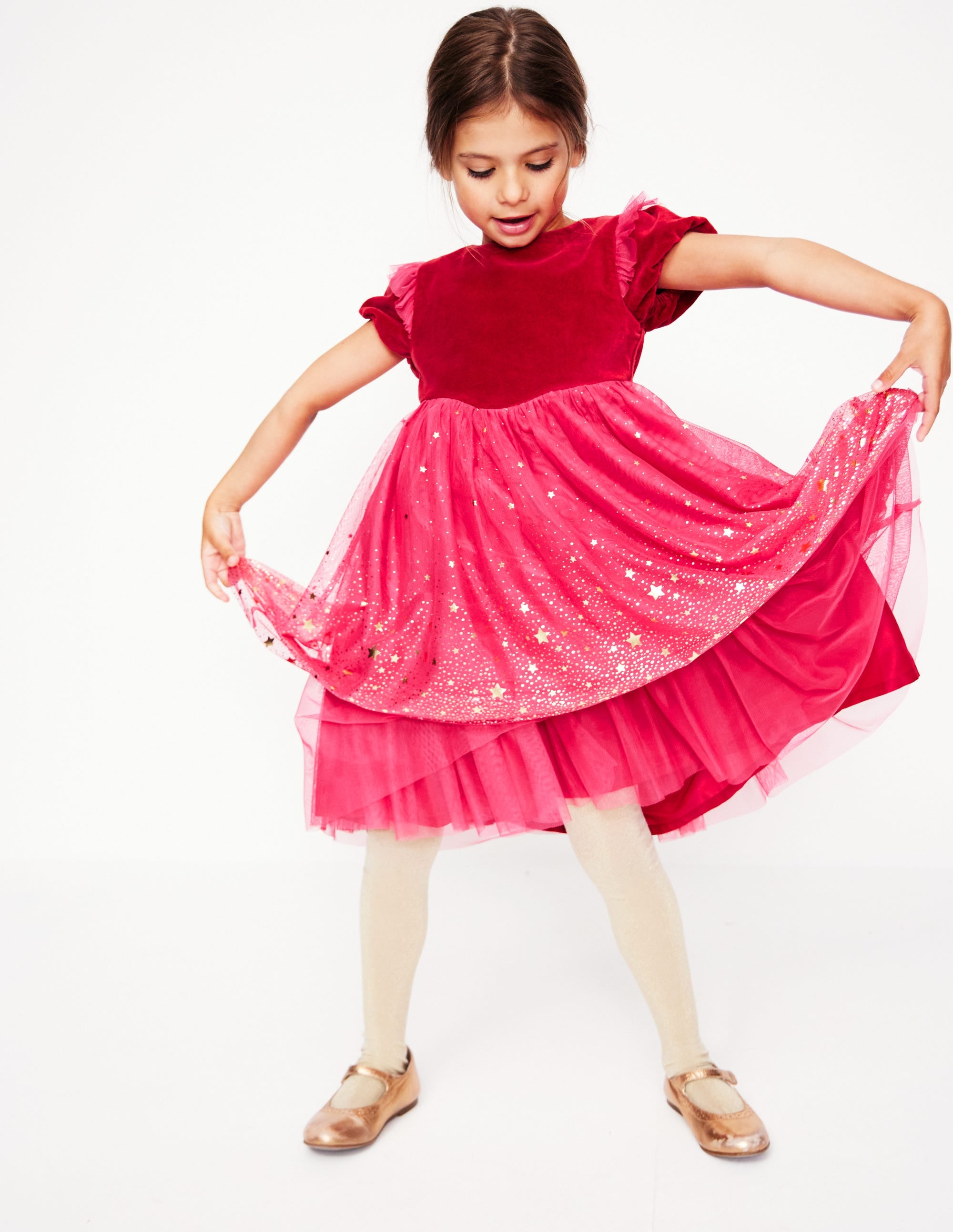Esther Metallic Party Dress-Rose Pink - Image 3