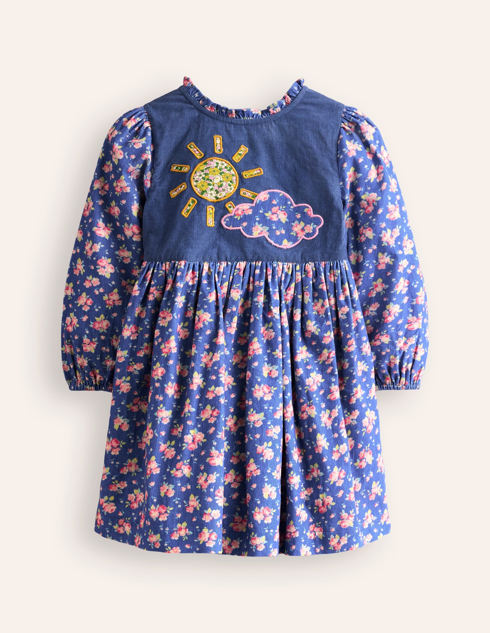 Cord Appliqué Dress-Bluejay Weather - Image 1