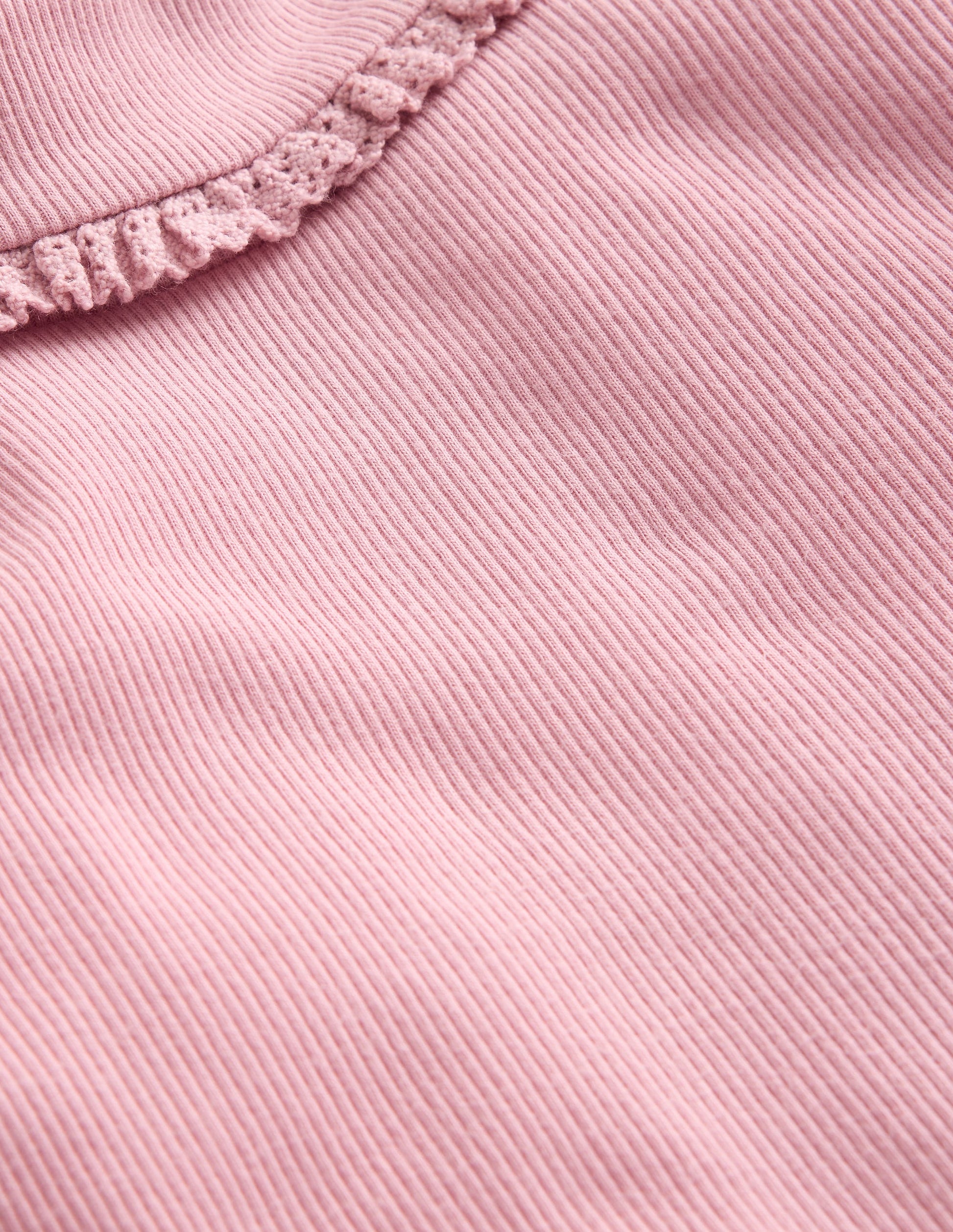 Ribbed Lace Trim Roll Neck-Vintage Pink-3