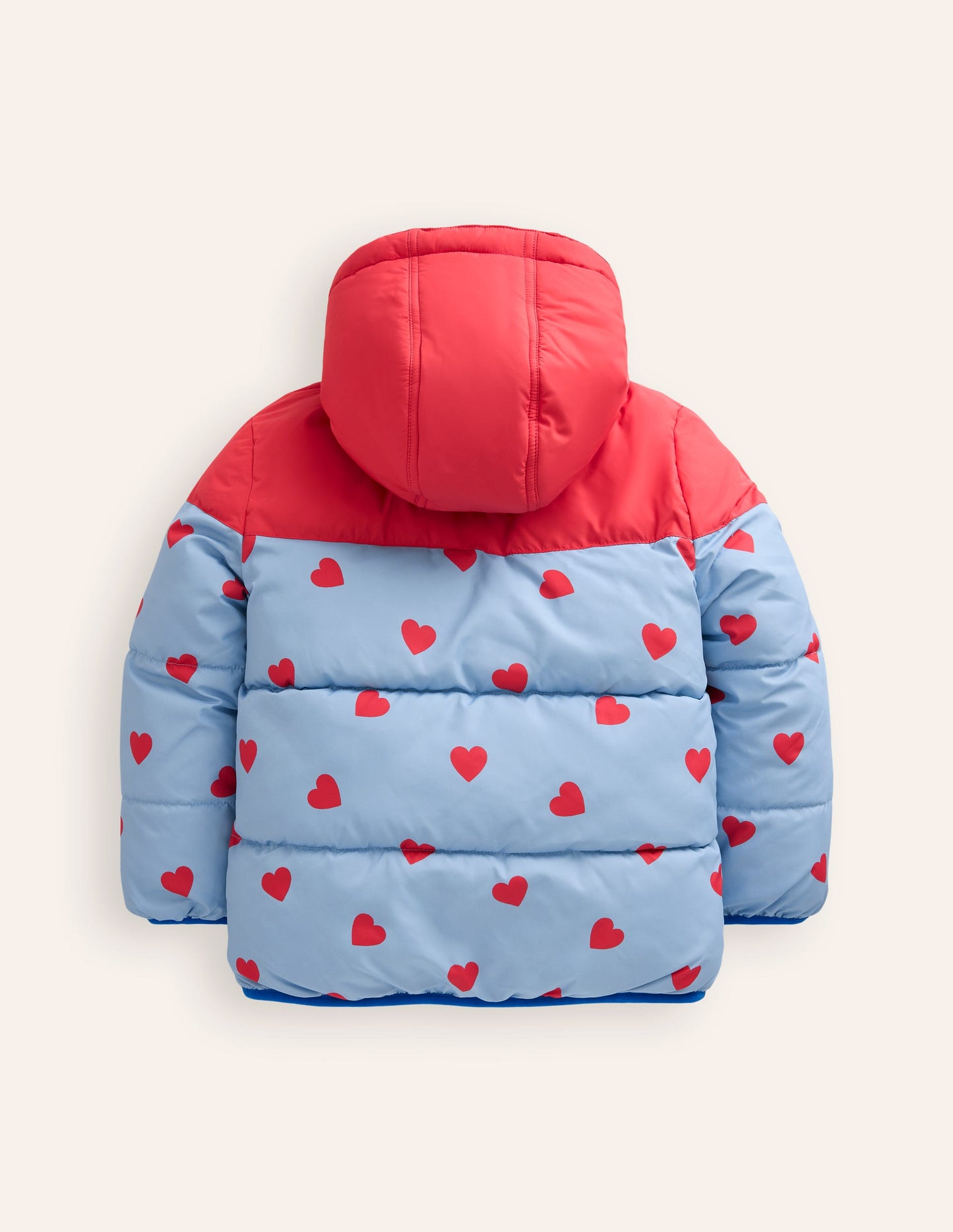 Reversible Cosy Borg Coat-Blue/Red Ditsy Hearts
