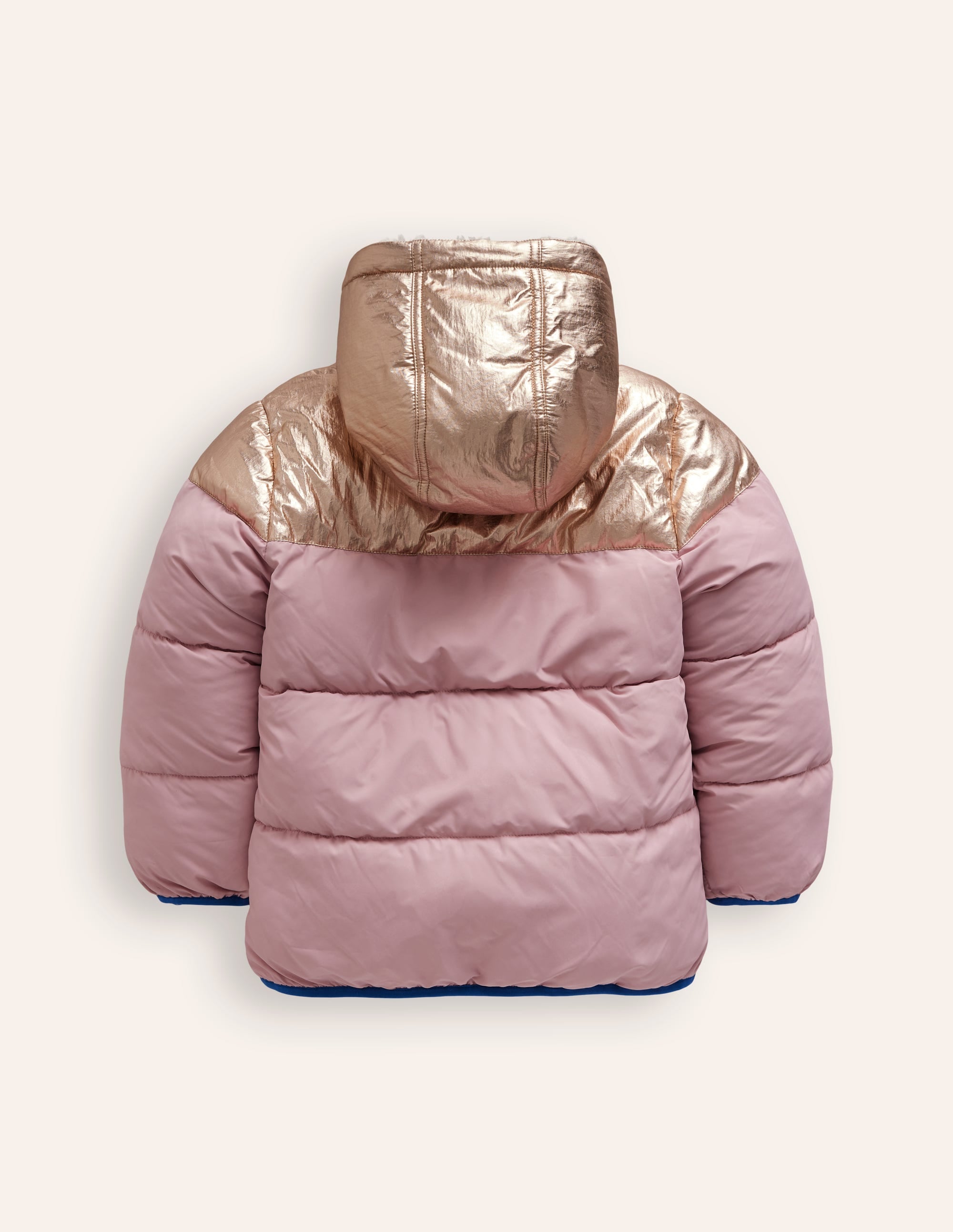 Reversible Cosy Borg Coat-Pink Metallic Colourblock - Image 2
