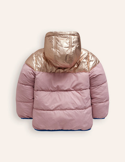 Reversible Cosy Borg Coat-Pink Metallic Colourblock-2