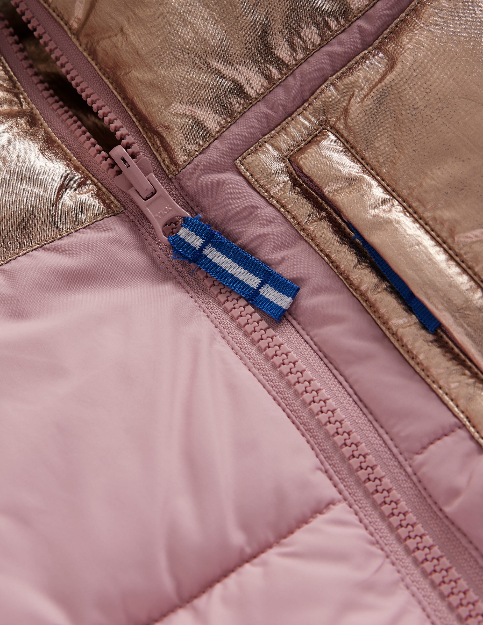 Reversible Cosy Borg Coat-Pink Metallic Colourblock - Image 3