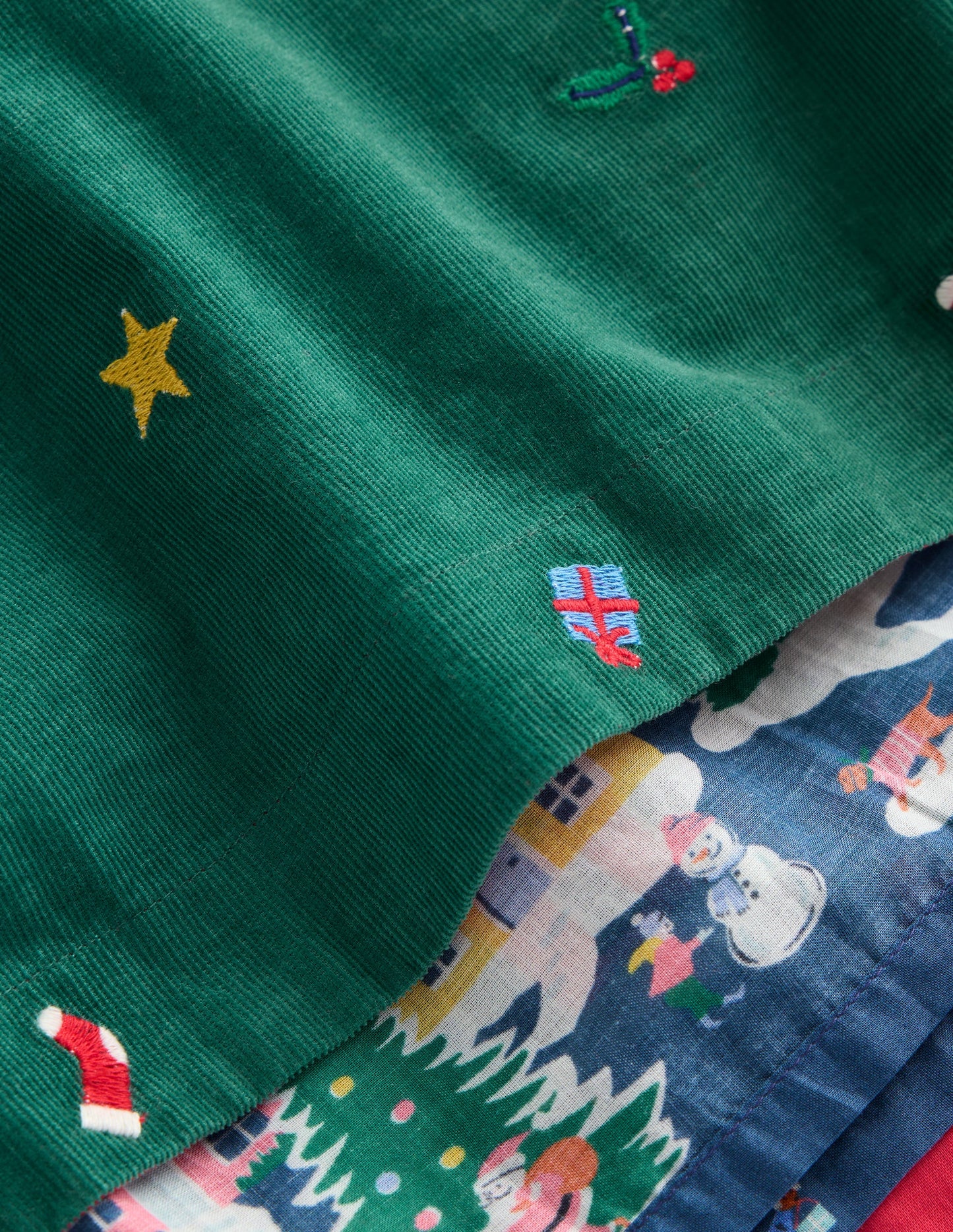 Peggy Cord Party Dress-Jewel Green Festive Embroidery