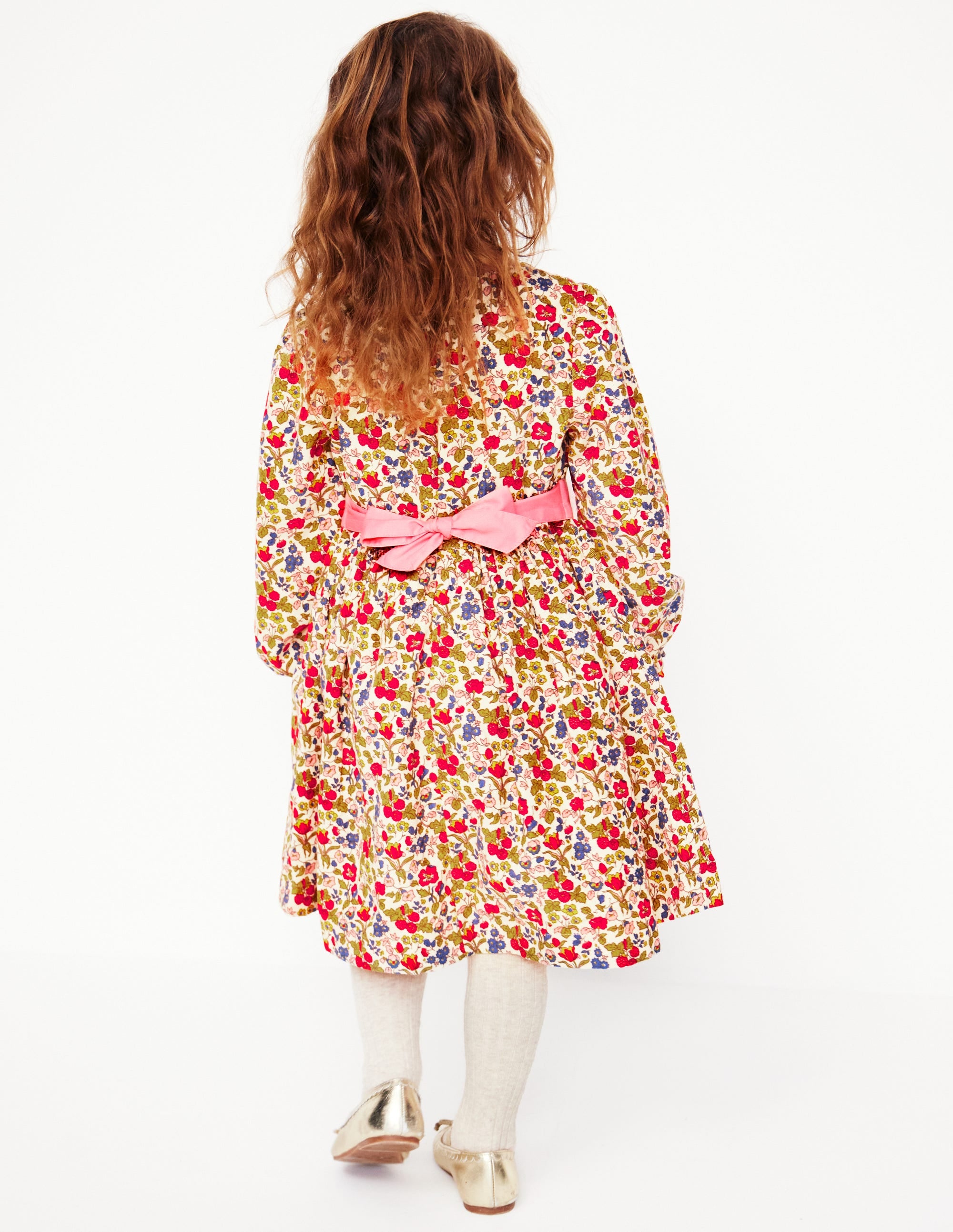 Peggy Cord Party Dress-Rockabilly Red Berry Floral - Image 3