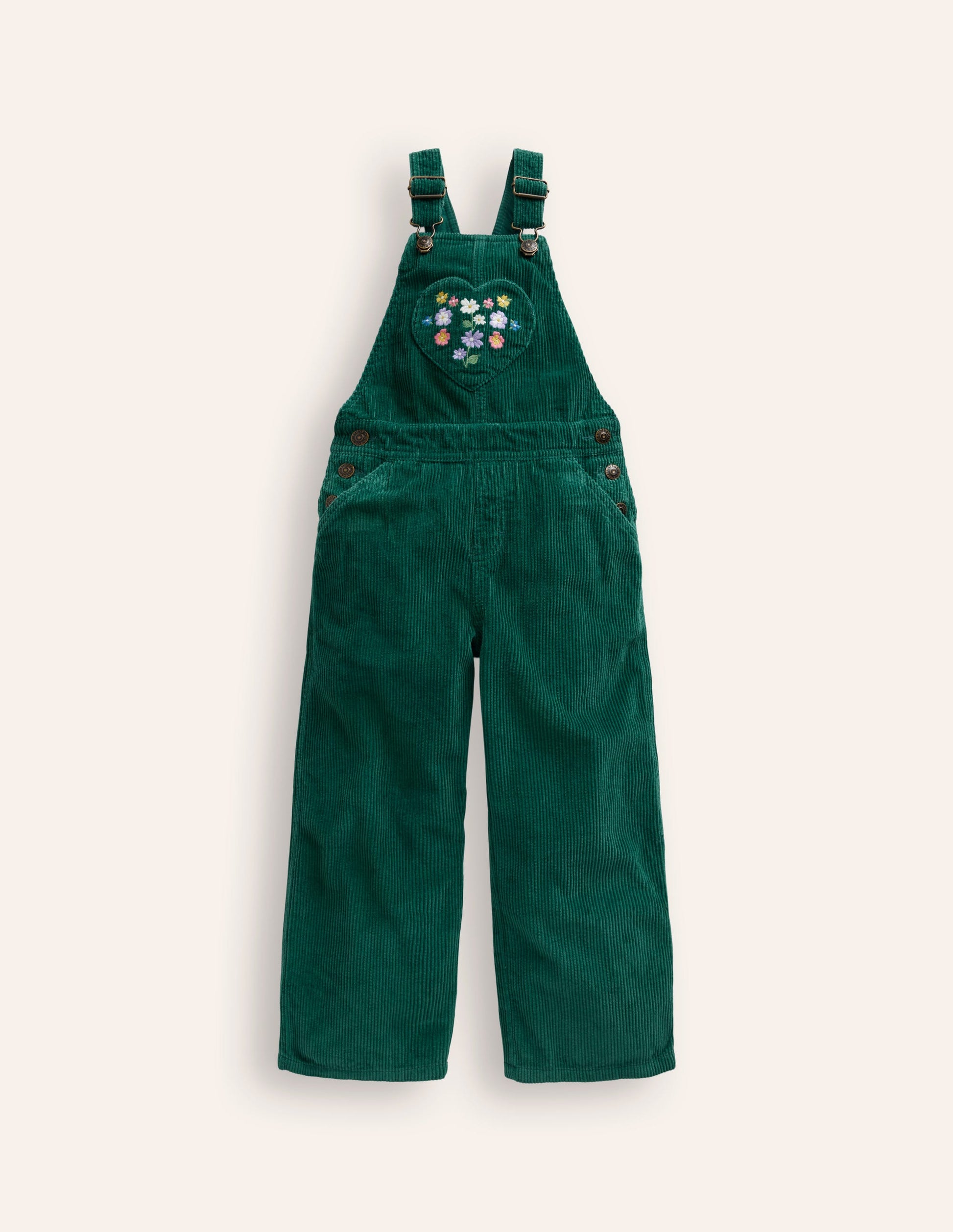 Straight Leg Dungaree-Jewel Green Heart-1
